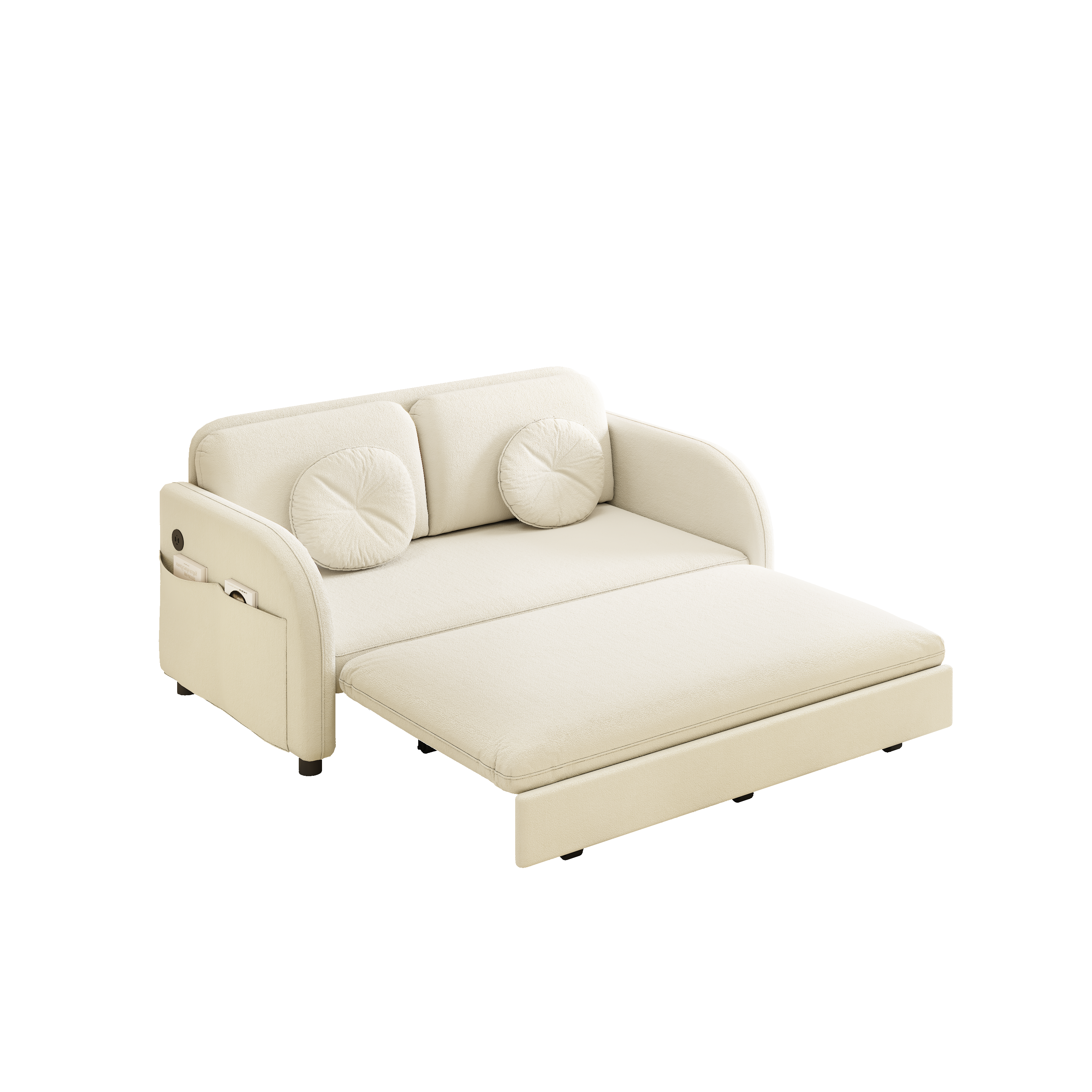 Layton 52" Upholstered Pull-Out Sleeper Sofa with Side Pocket and USB Port
