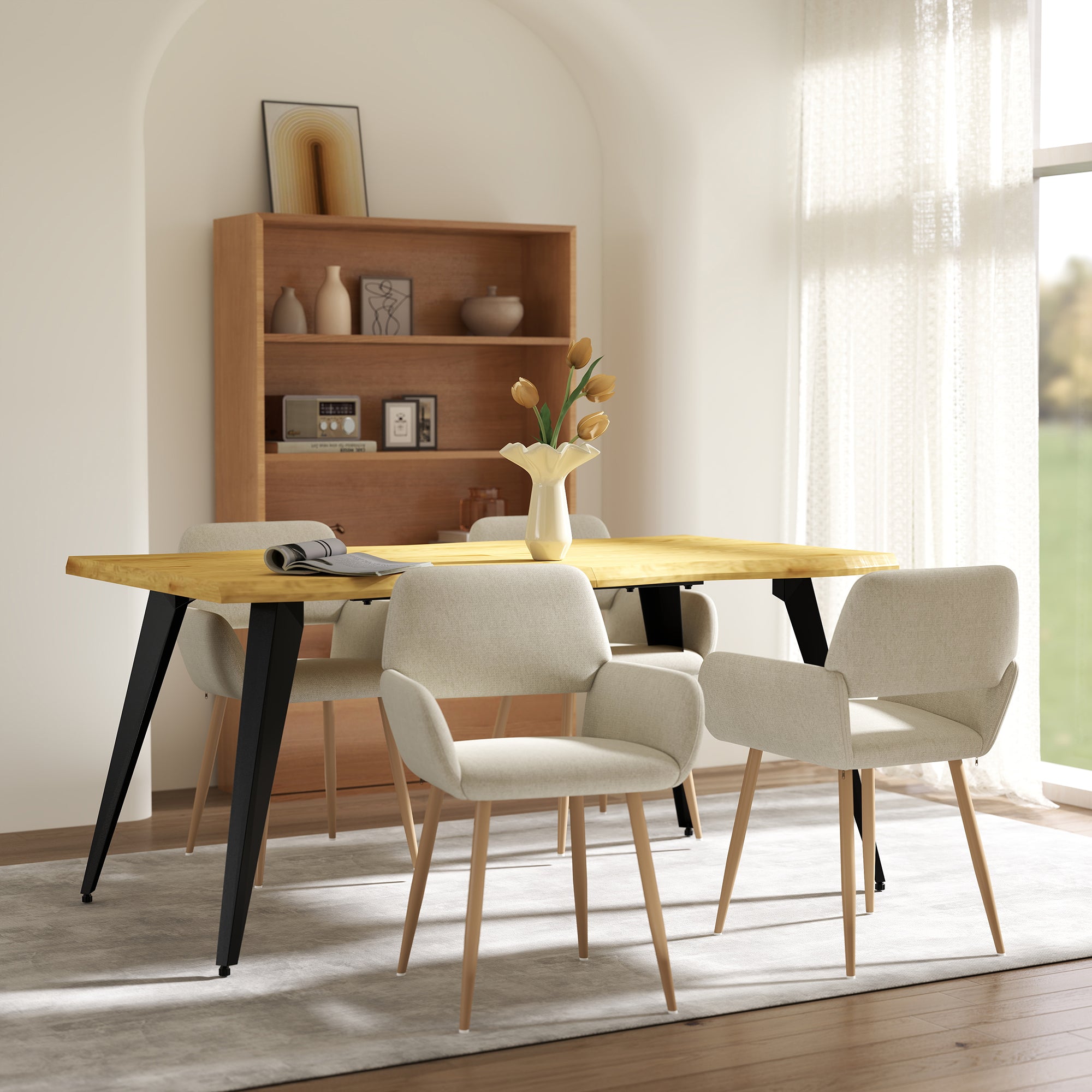 Lancelot 5 Piece Oak & Mayfair Upholstered Dining Set