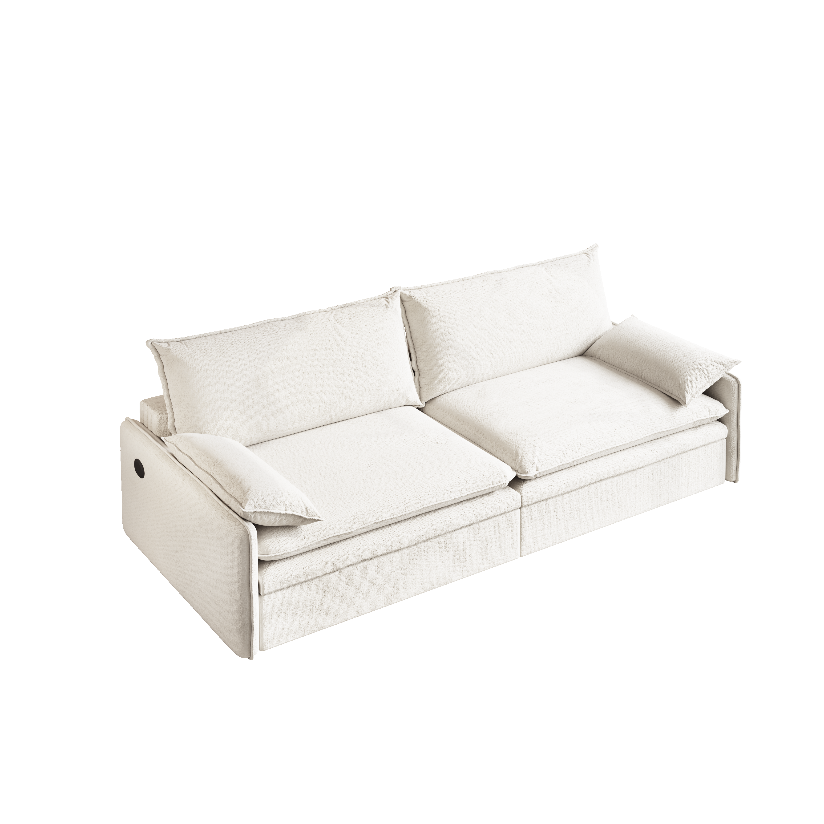 Burbank 81" Chenille Convertible 4-Seat Sleeper Sofa Bed with Storage and Charging Port