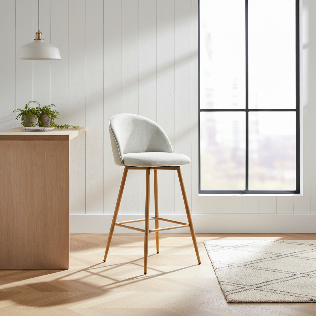 HASEEB 26" Swivel Counter Height Bar Stool with Performance Fabric