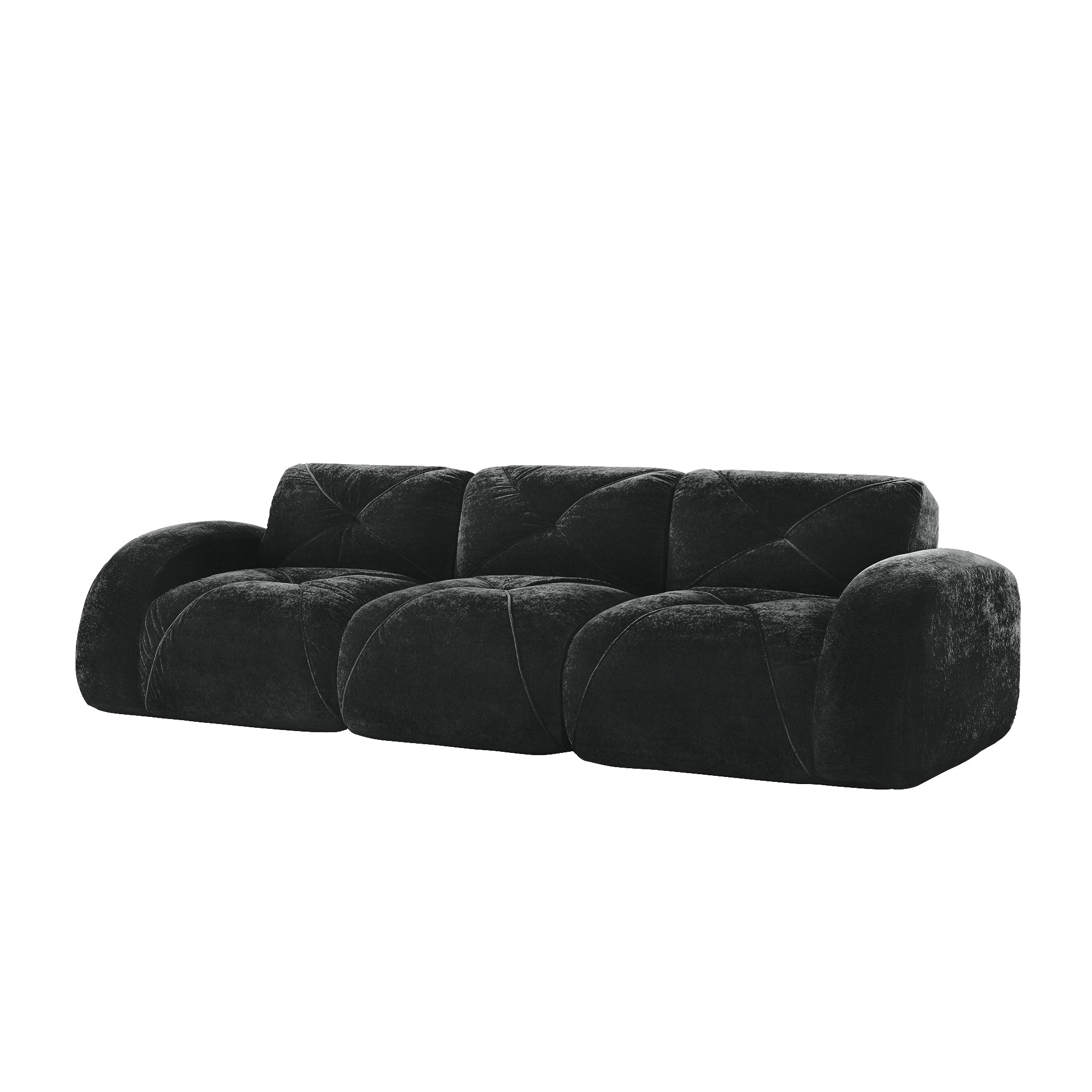 Aven 110" Modular Velvet Cloud 3-Seater Sofa with Curved Armrests