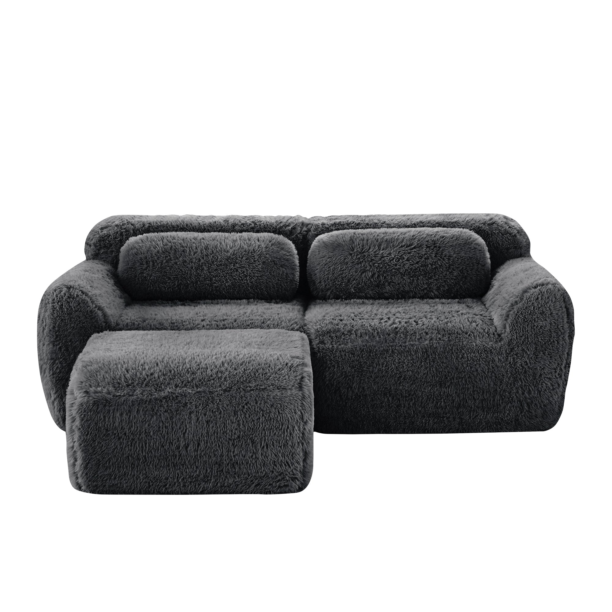 Durham 80" Modular Plush Cloud L-Shaped Loverseat Sofa with Ottoman