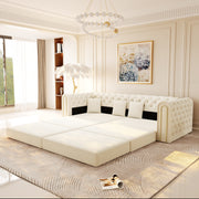 Lowell 91" Modular 3-in-1 Convertible Sleeper Sofa Bed with Movable Ottoman