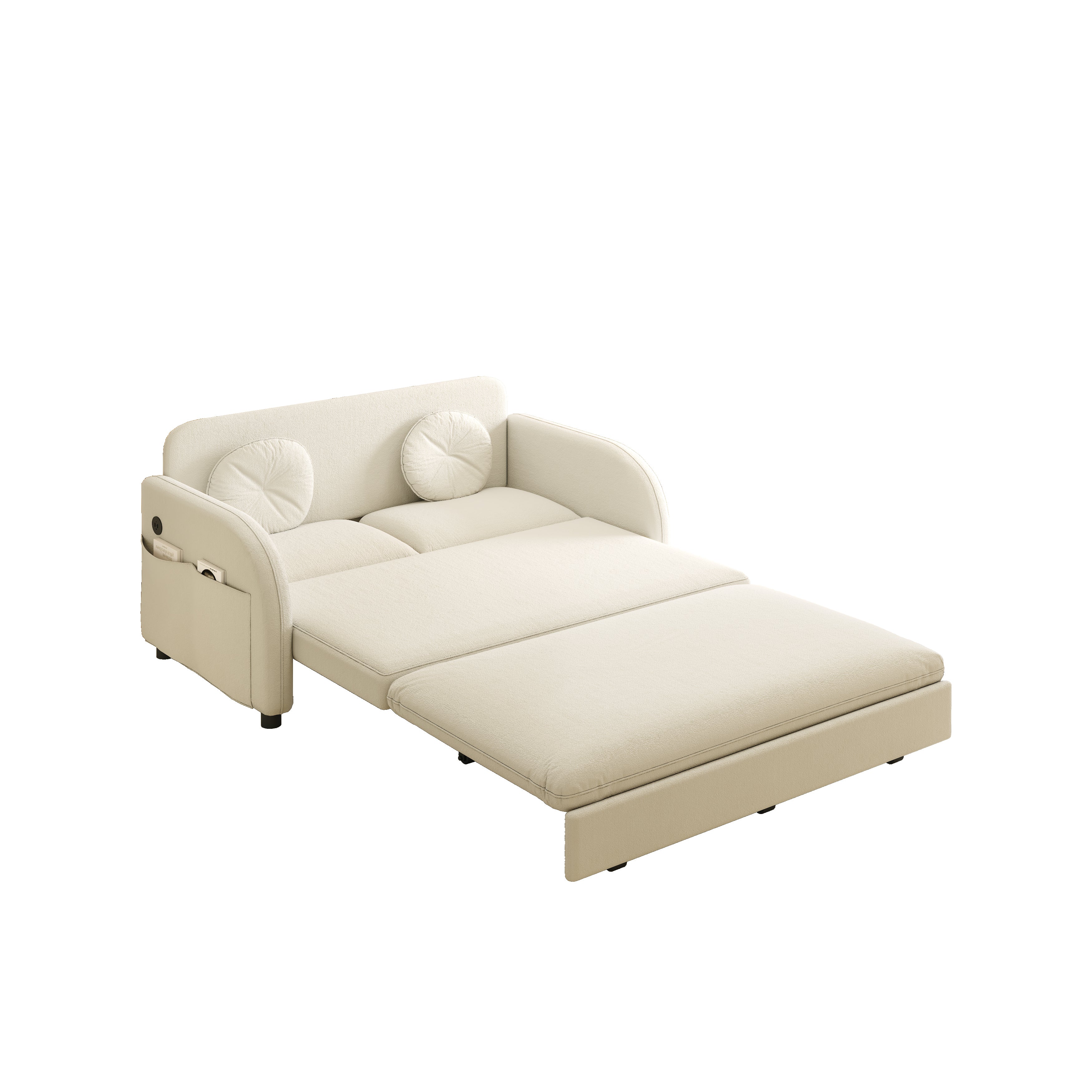 Layton 52" Upholstered Pull-Out Sleeper Sofa with Side Pocket and USB Port