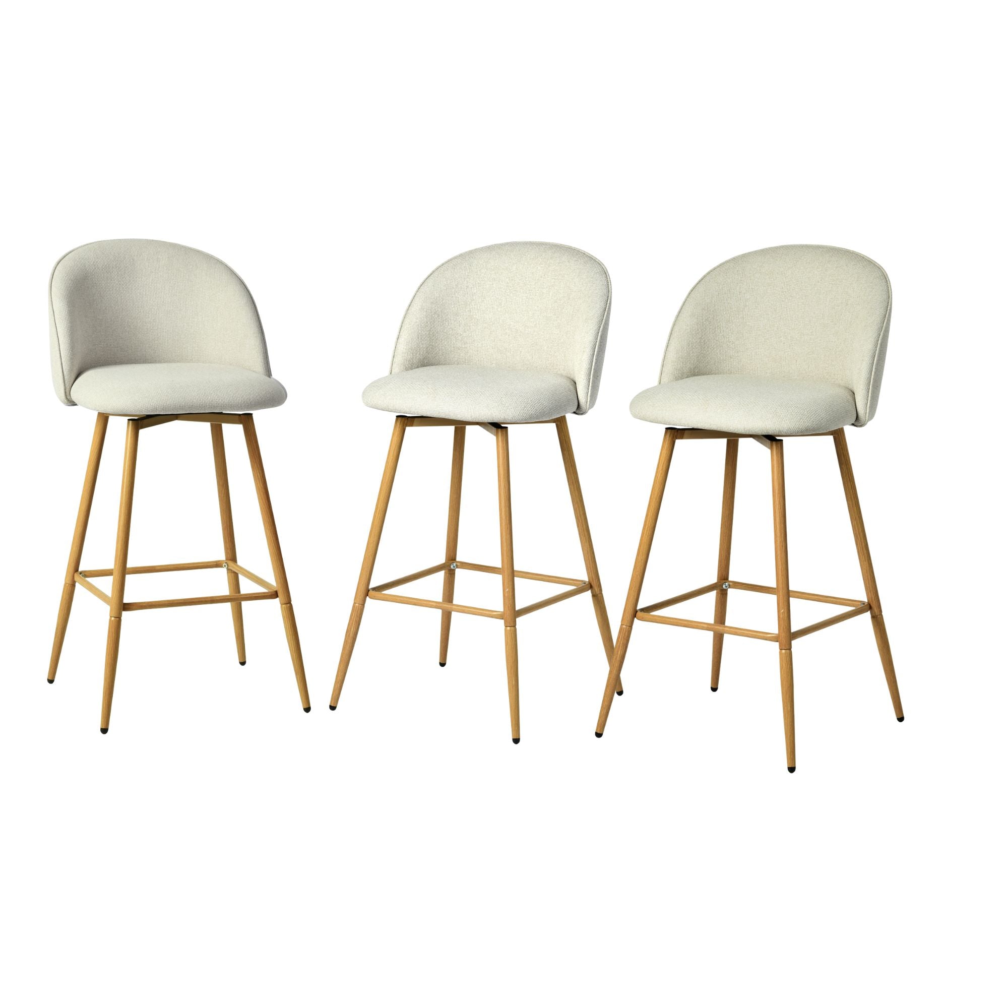 HASEEB 26" Swivel Counter Height Bar Stools Set of 3 with Performance Fabric