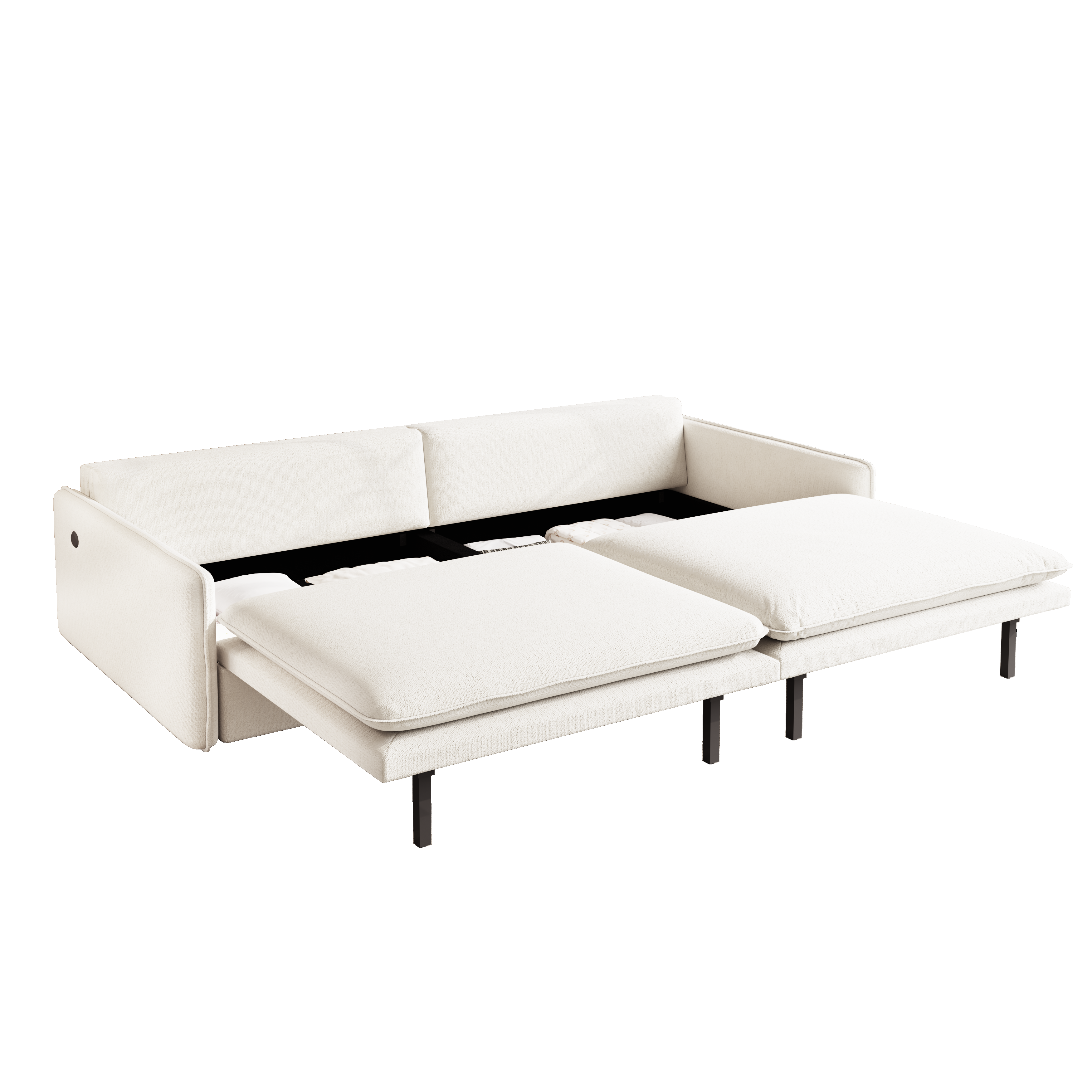 Burbank 81" Chenille Convertible 4-Seat Sleeper Sofa Bed with Storage and Charging Port
