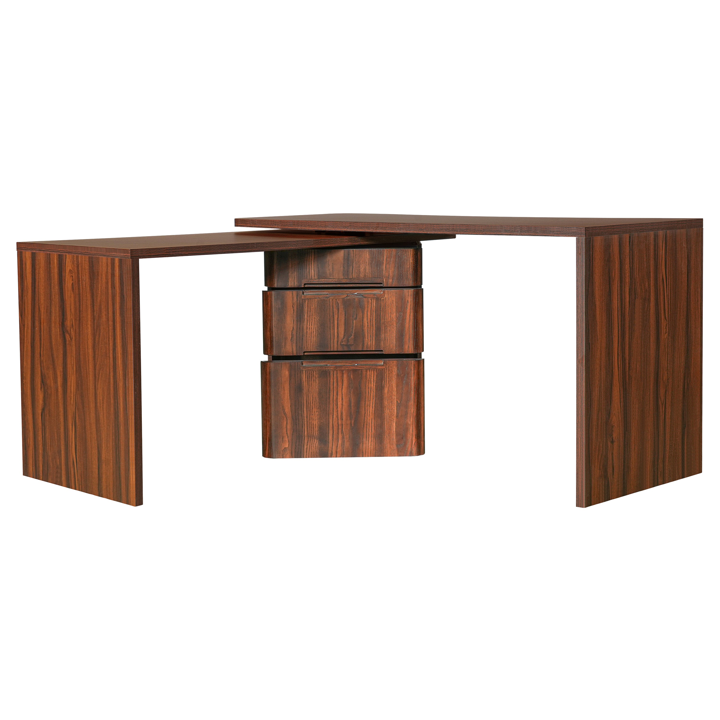 Narvik 90" Rotating L-Shaped Executive Desk with 3 Drawers
