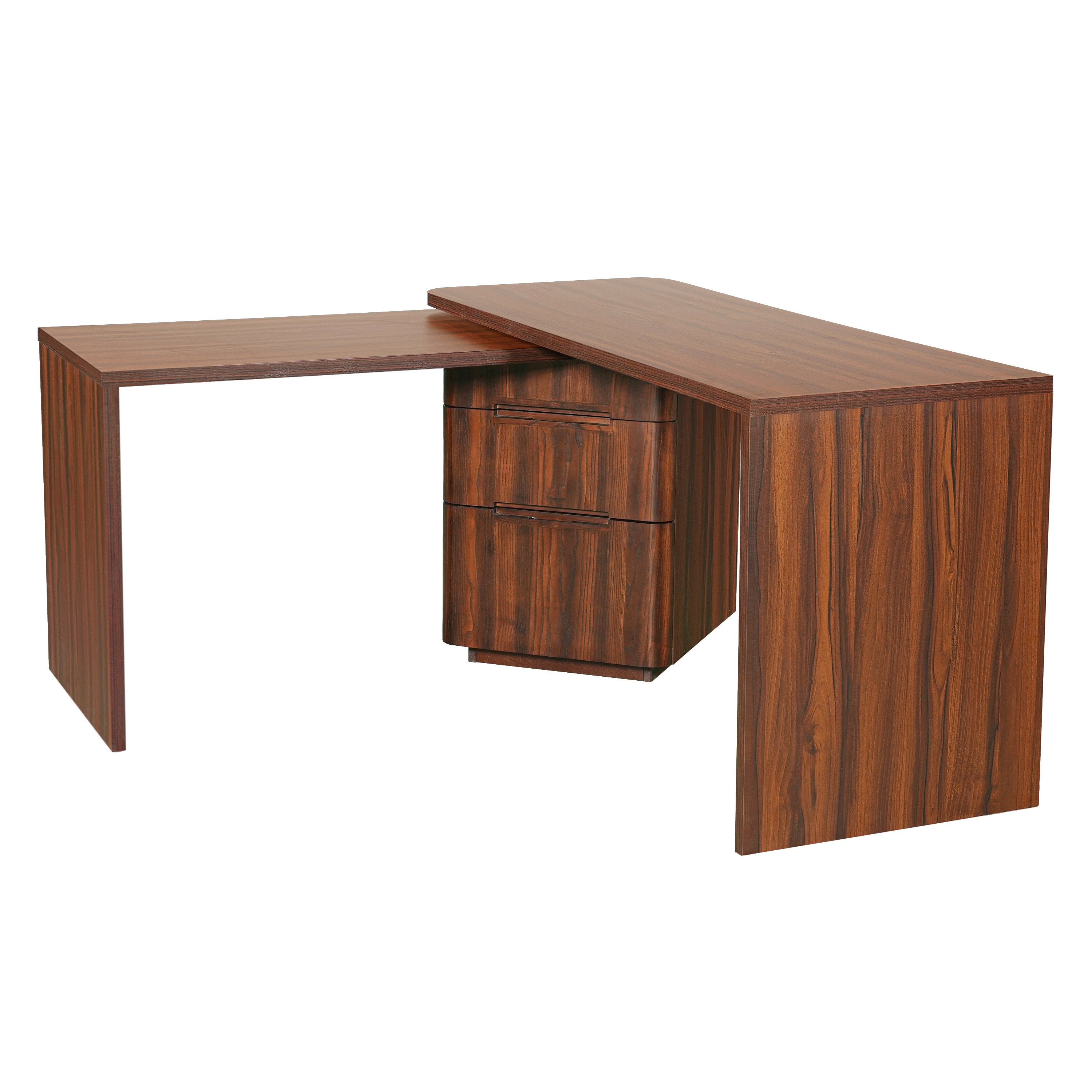 Narvik 90" Rotating L-Shaped Executive Desk with 3 Drawers