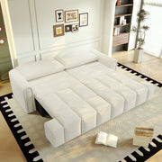 Muncie 90" Teddy Fabric Convertible 4-Seat Sleeper Sofa Bed with Storage