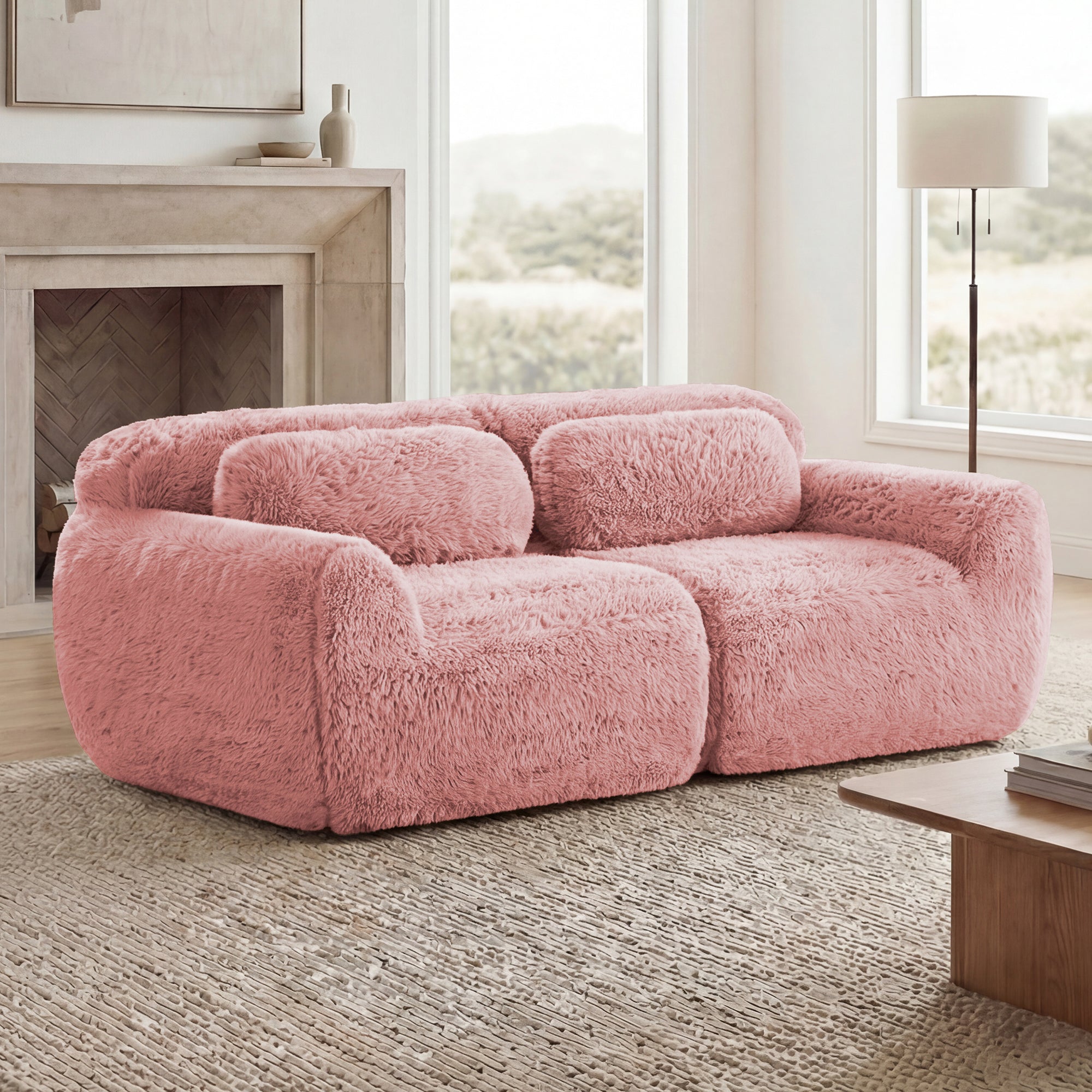 Durham 80" Modular Plush Cloud Loveseat Sofa with Pillows