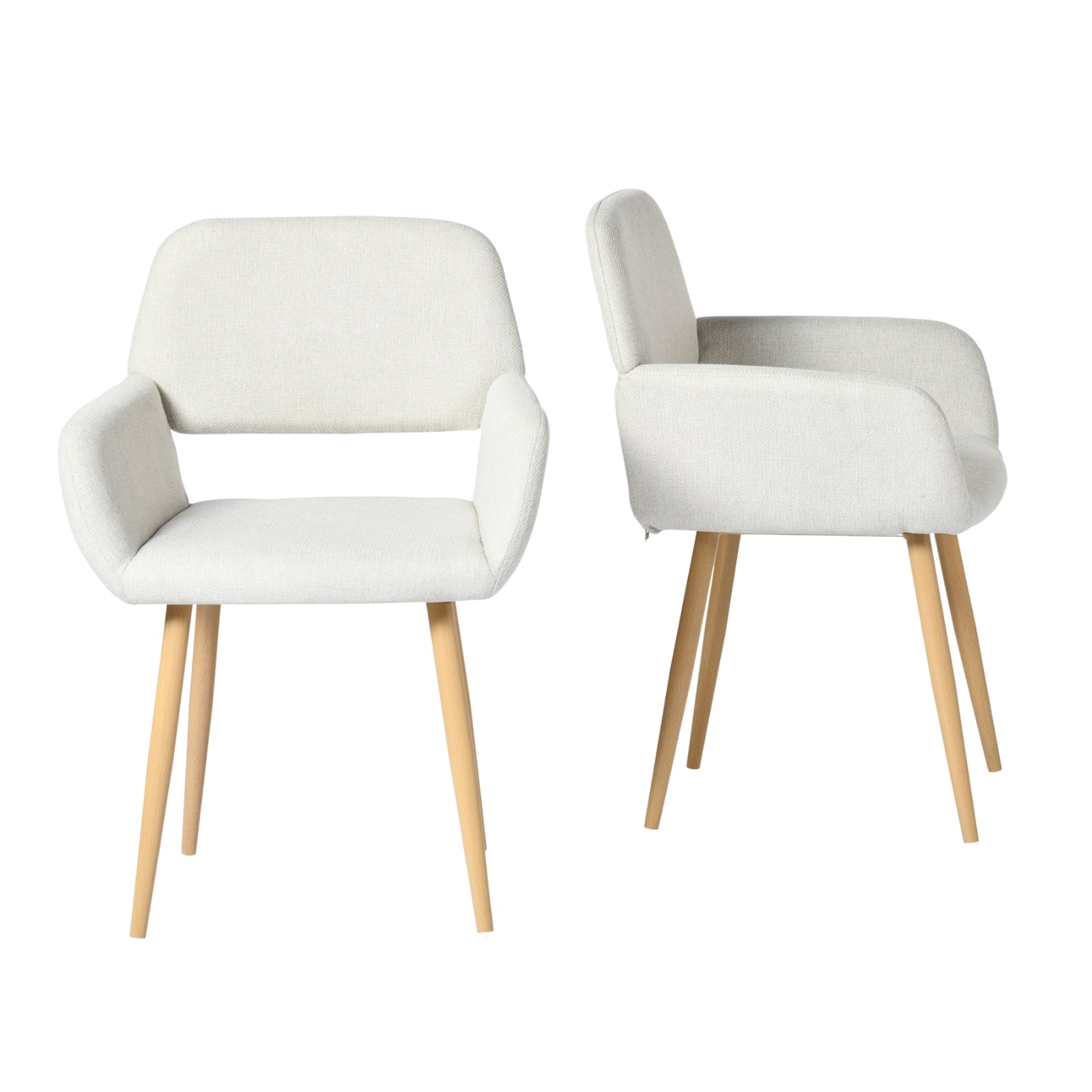 Stan 5 Piece White Marble Dining Table Set with 4 Mayfair Upholstered Chairs, Beige