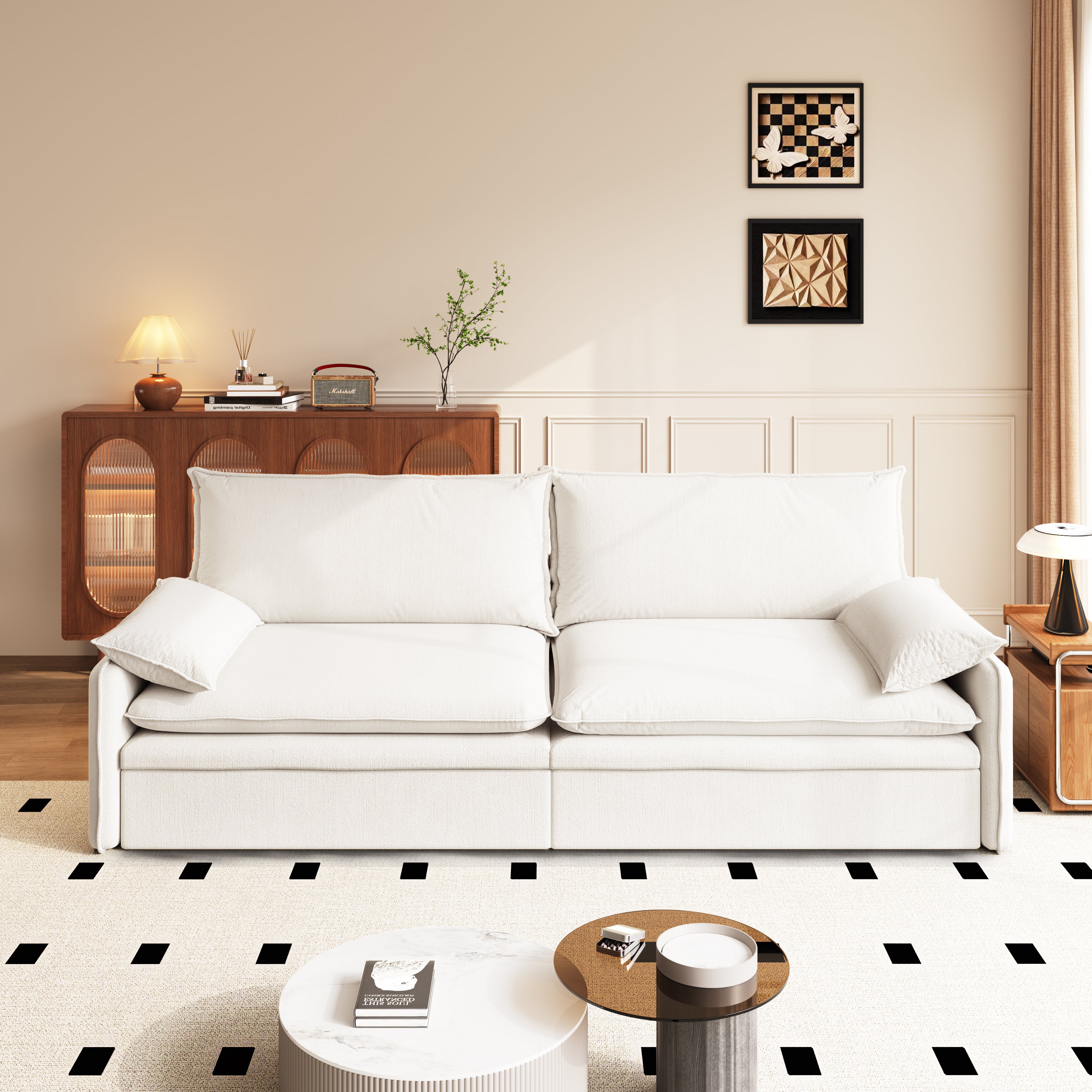 Burbank 81" Chenille Convertible 4-Seat Sleeper Sofa Bed with Storage and Charging Port