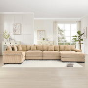 Albany 155" Modular Corduroy Oversized Cloud U-Shaped Sectional Sofa with Ottoman
