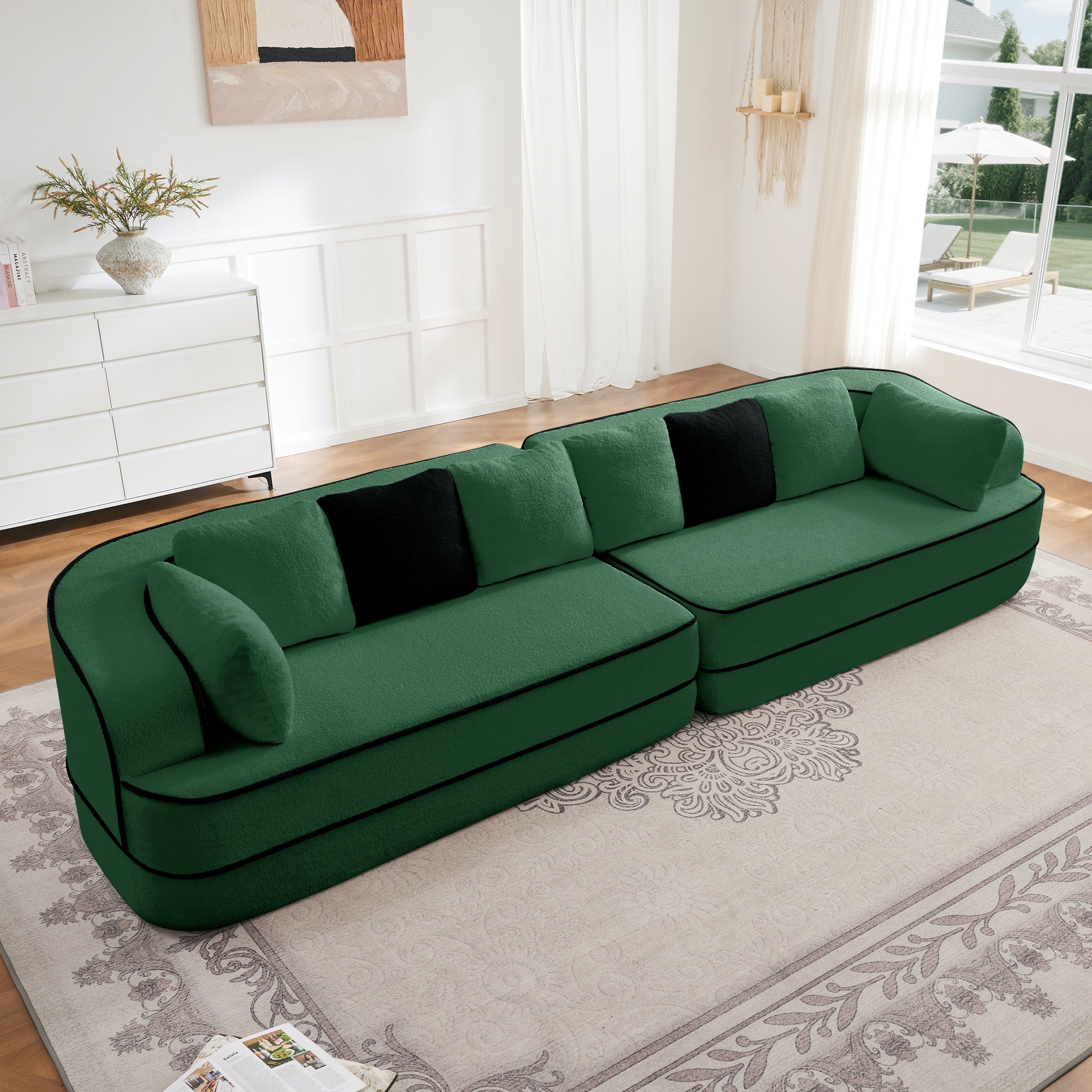 Gilbert 135" Teddy Fabric 4-Seat Oversized Modular Sofa