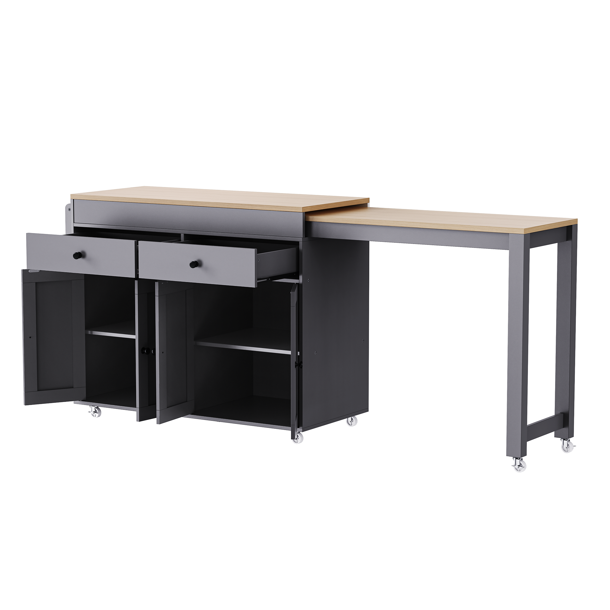 Mekong 74" Kitchen Island with Extendable Dining Table
