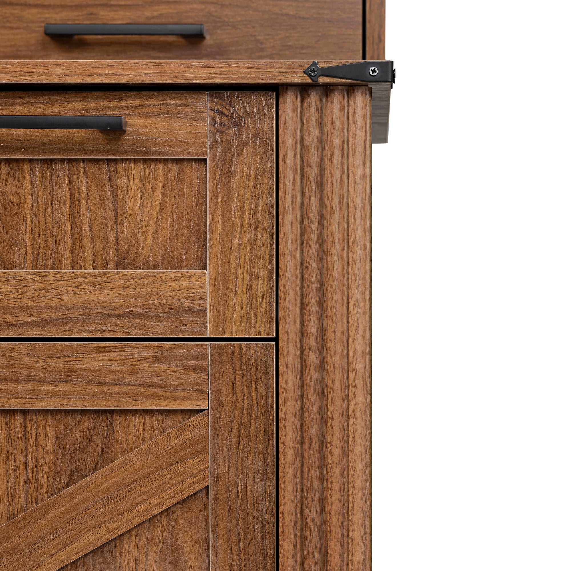 Kova 59" Farmhouse Office Desk with Storage Cabinets and Charging Station