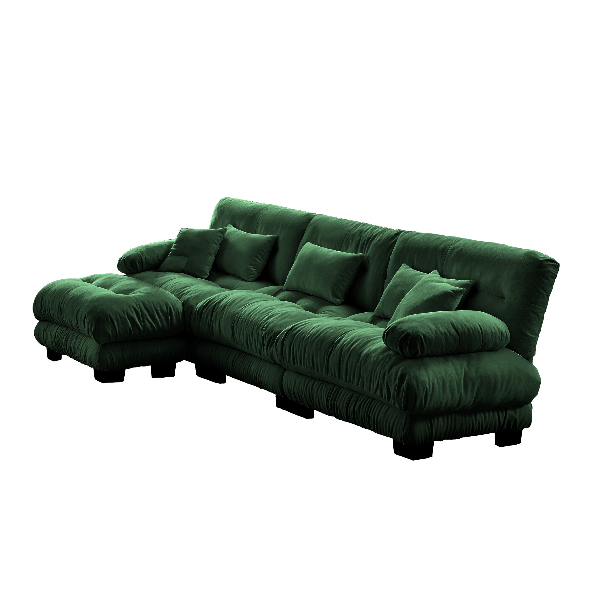 Monterey 134" Modular Chenille Cloud L-Shaped Sectional Sofa with Convertible Ottoman