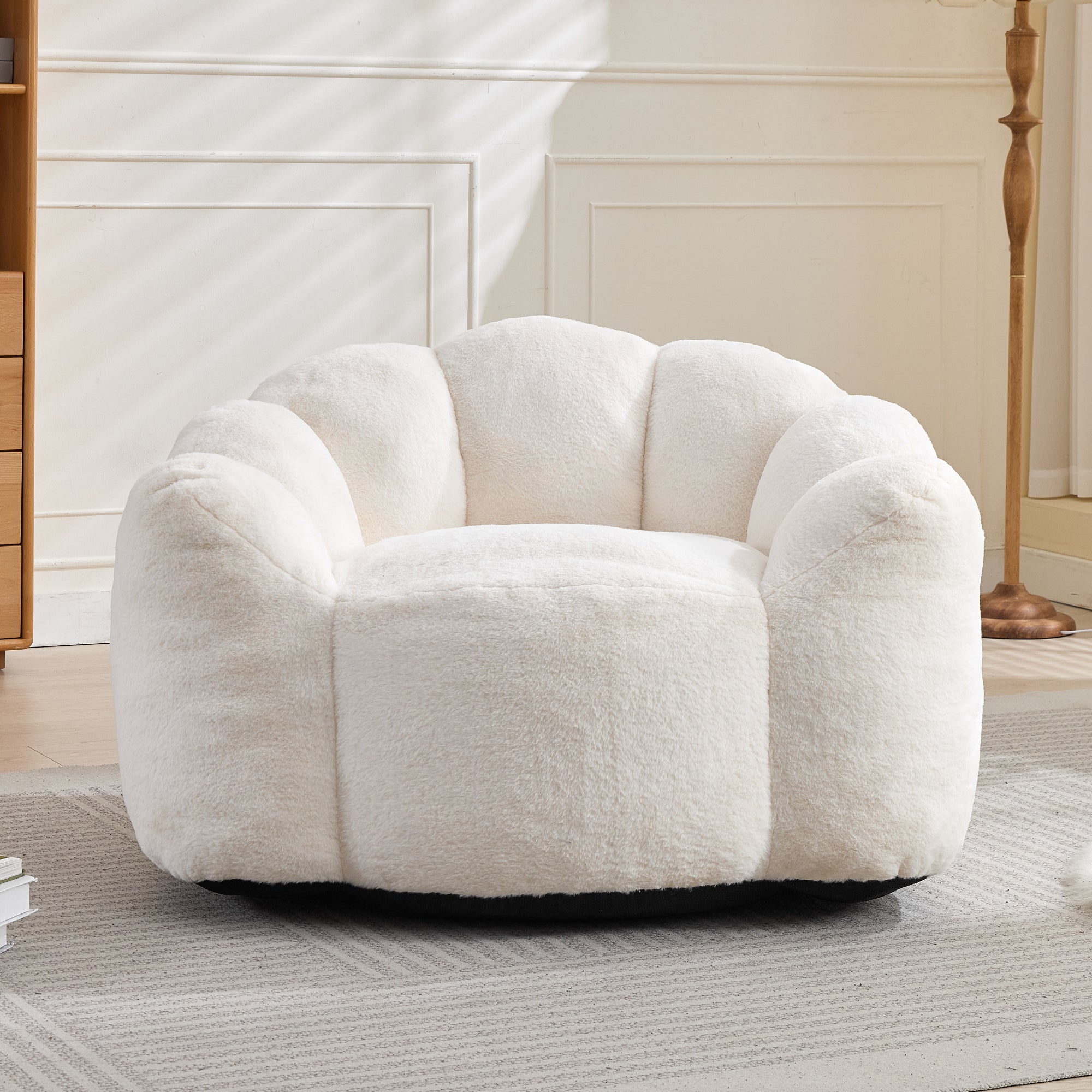 Greenfield Teddy Bean Bag Chair with Petal-Shaped Backrest