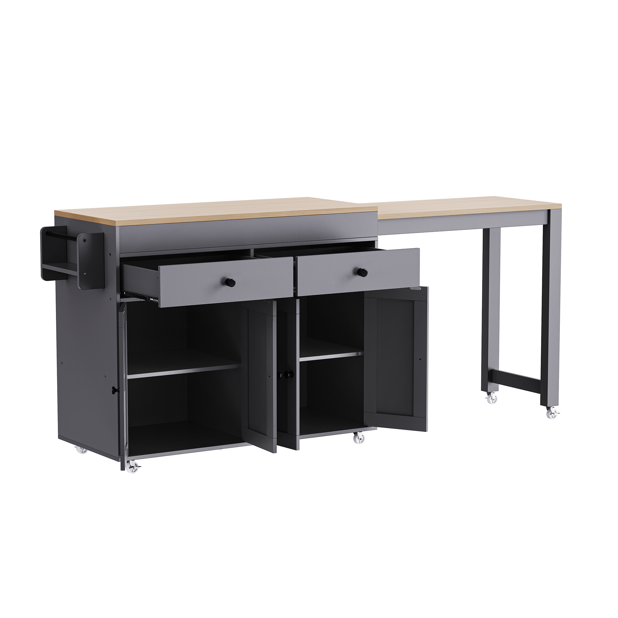 Mekong 74" Kitchen Island with Extendable Dining Table