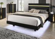 Black 1pc Full Size Bed Underbed LED Modern Bedroom Furniture Acrylic Trim Mattress Ready Bedframe