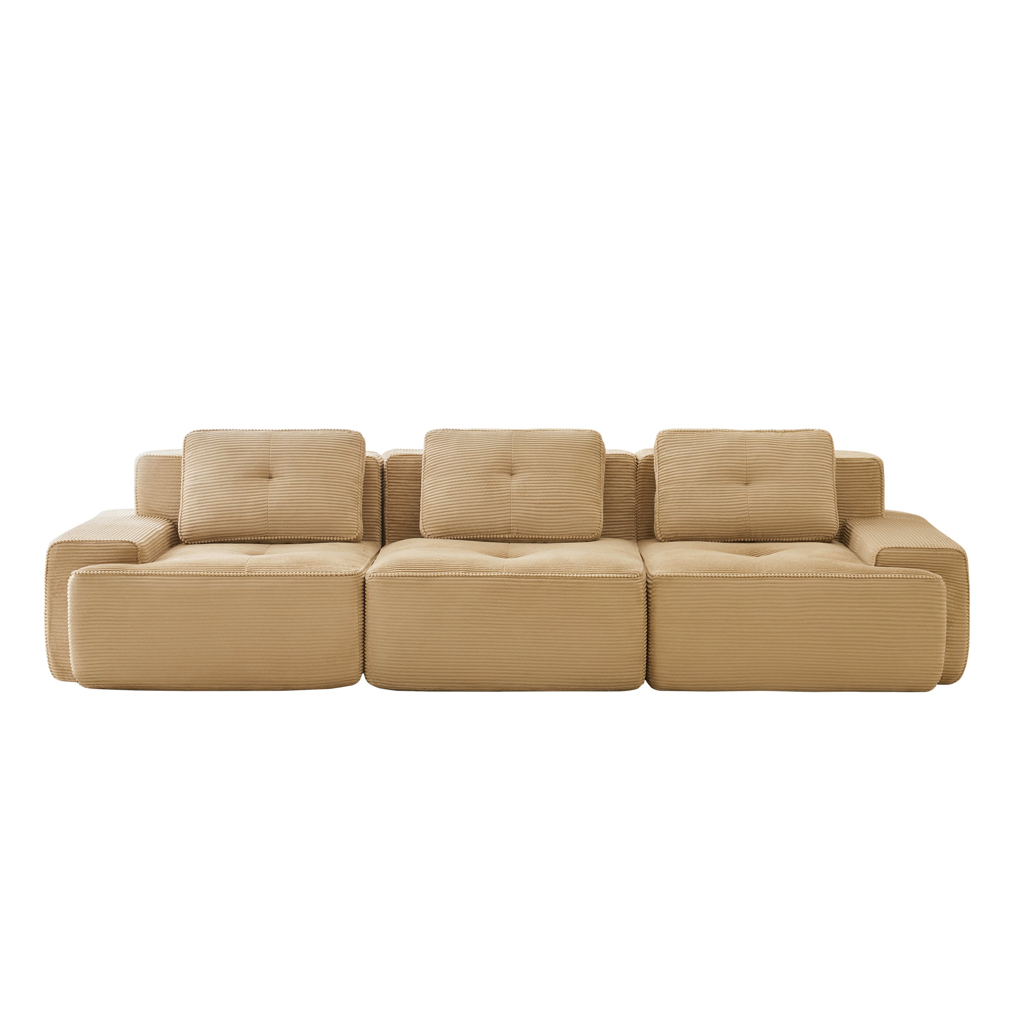 Racine 117" Modular Corduroy Fabric 3-Seater Sofa with Pillows