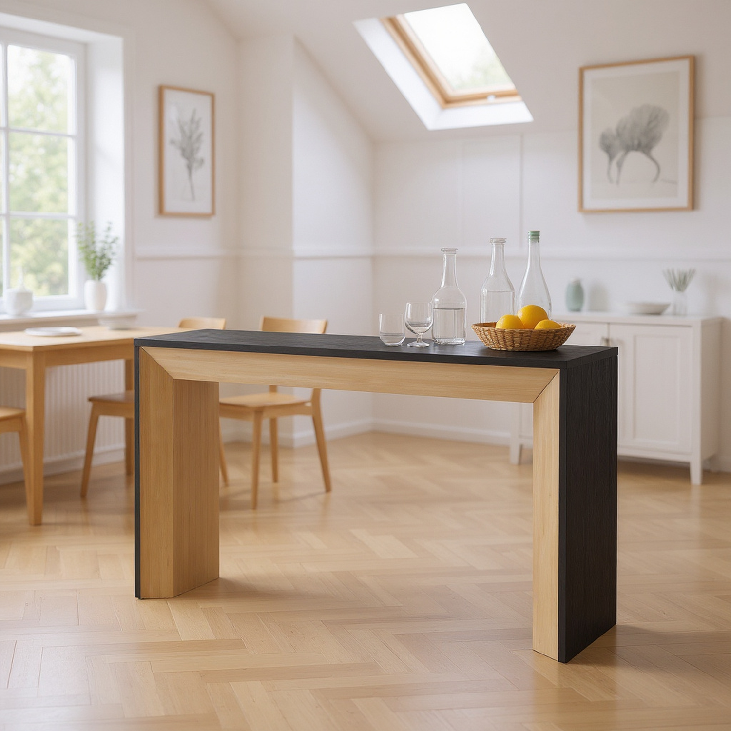 Elegant Console Table,Fireplace Design,Simple and Functional with High-Quality Wood Veneer Top ,Versatile for Hallway, Living Room