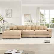 Albany 130" Modular Corduroy Oversized Cloud L-Shaped Sectional Sofa with Ottoman