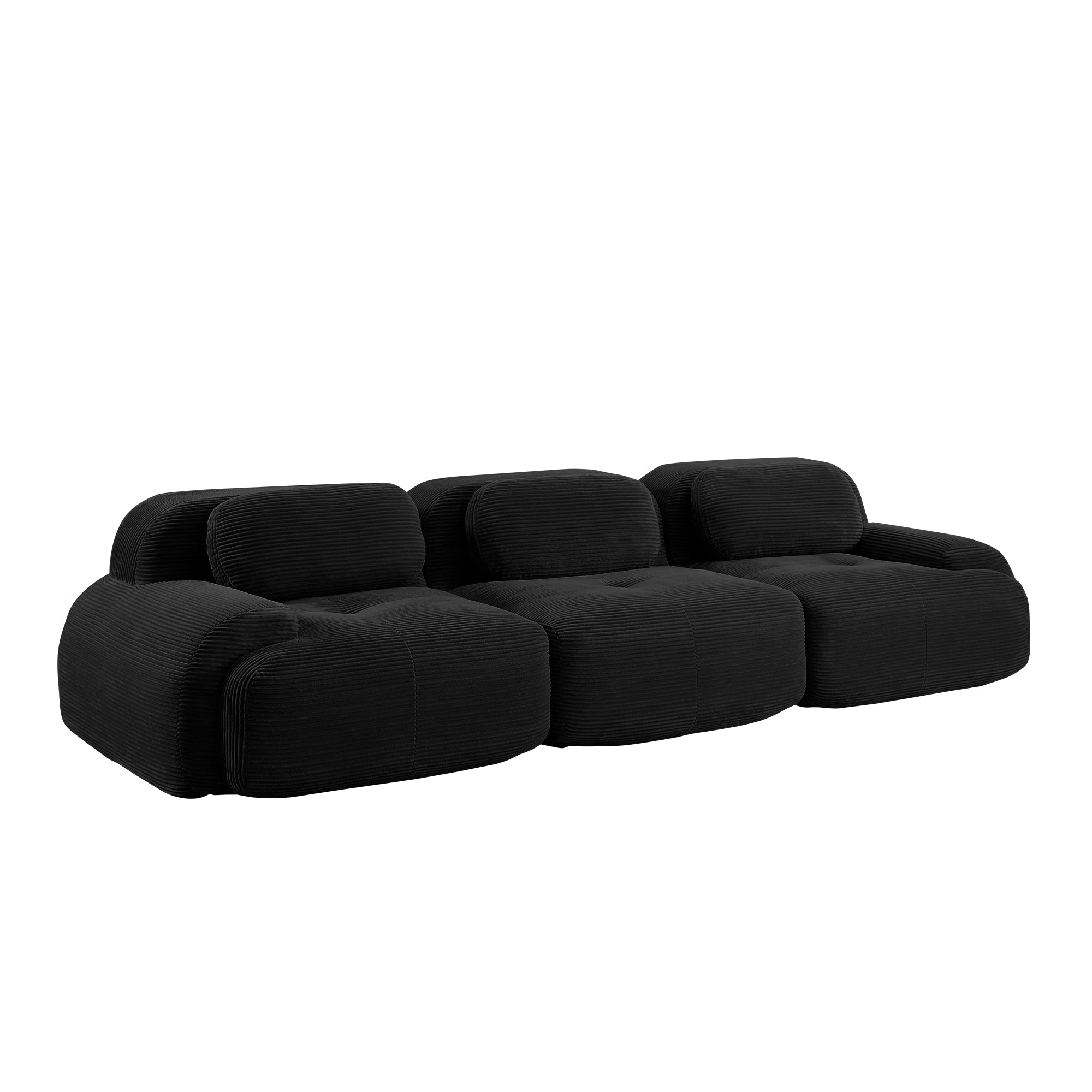 Anchorage 116" Modular Corduroy 3-Seater Sofa with Curved Armrest