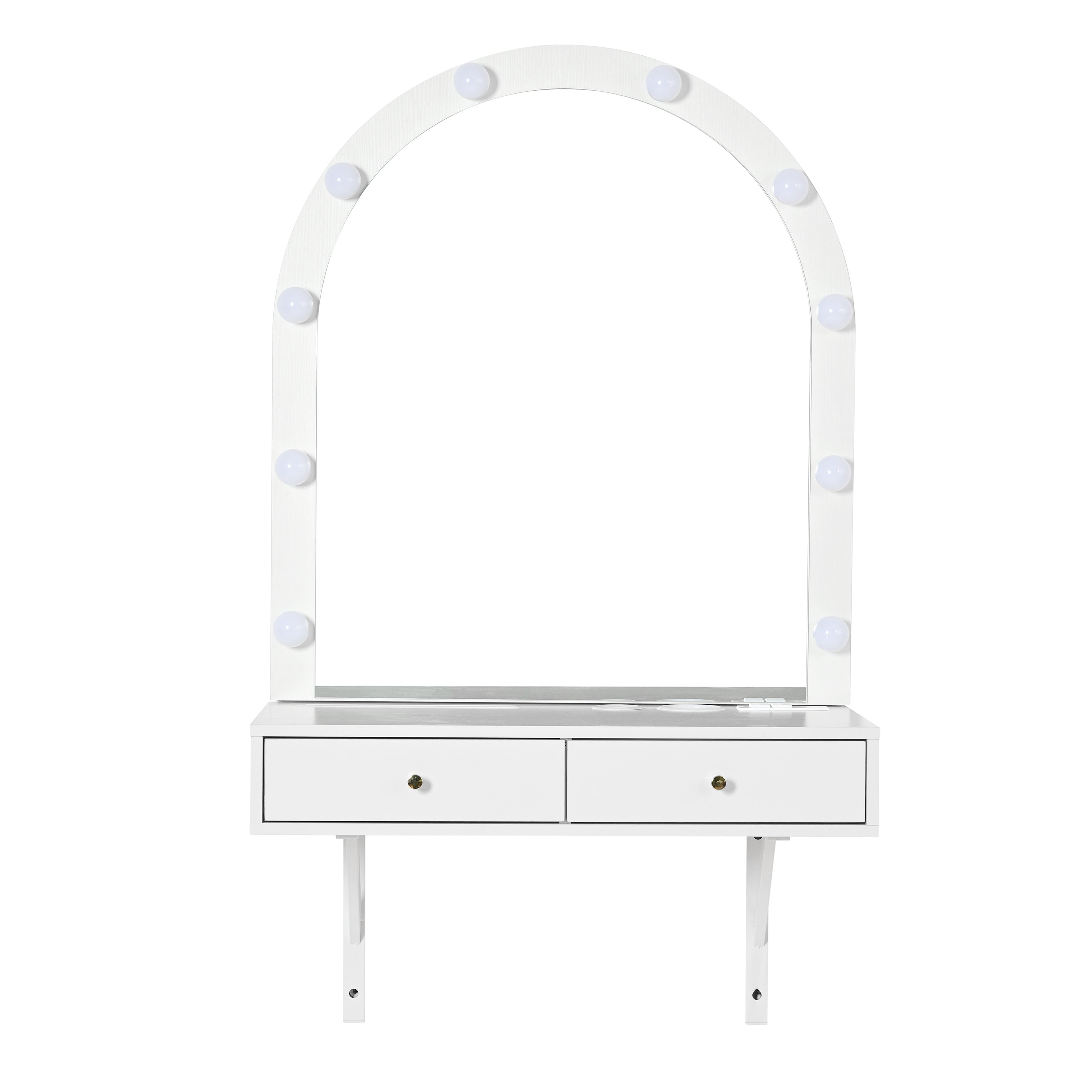 Elin 31.5" Floating Makeup Vanity with LED Arch Mirror and Power Outlet