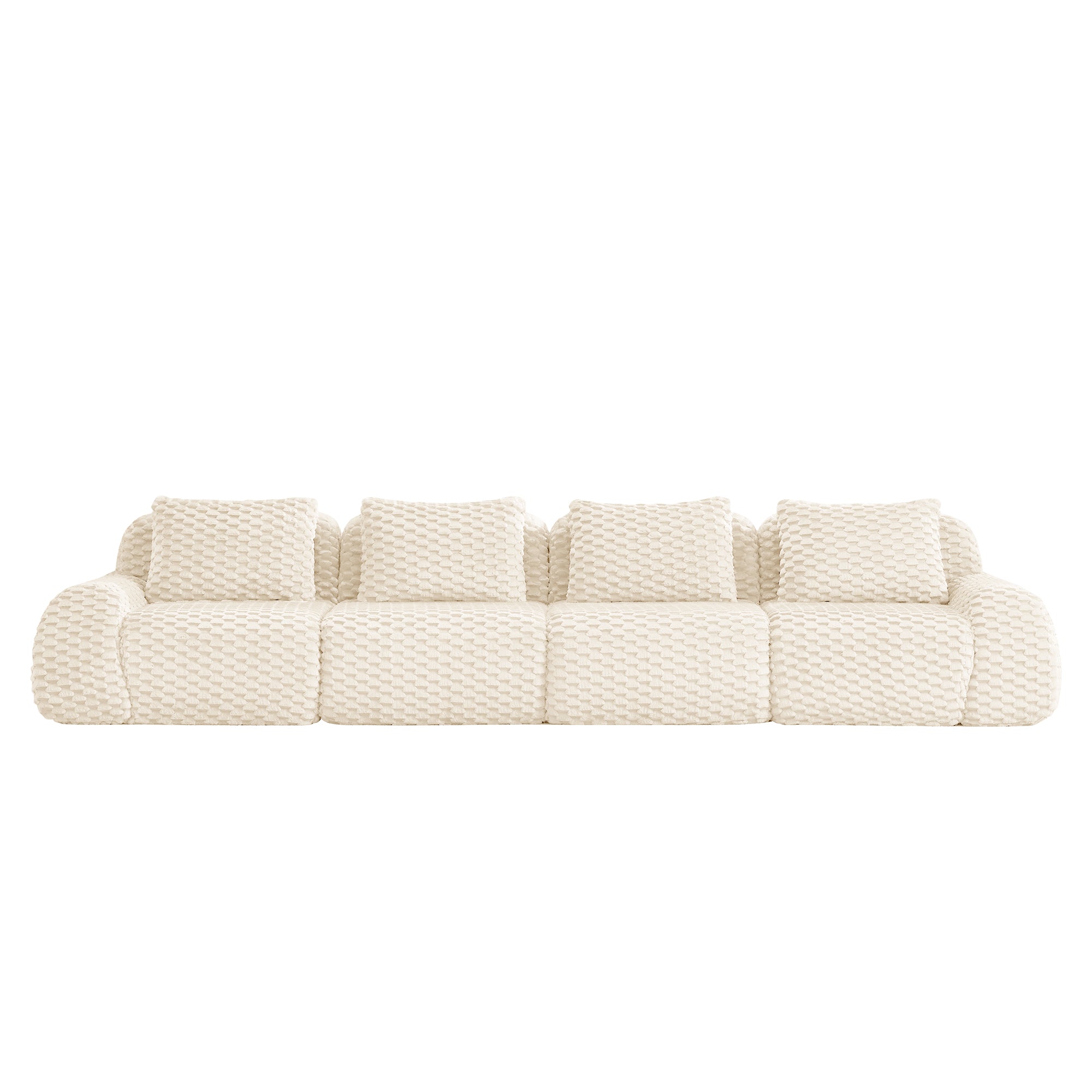 Olathe 146" Modular Flannelette Fabric 4-Seater Sofa with Deep Seat