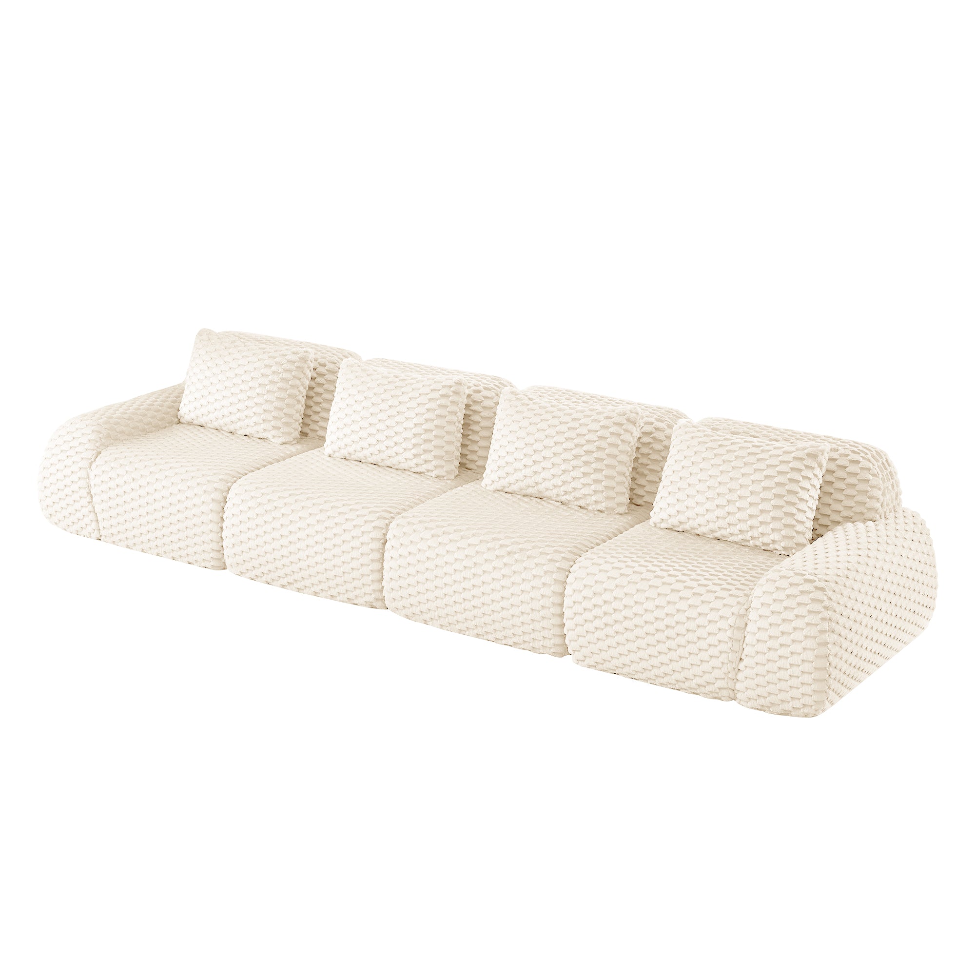 Olathe 146" Modular Flannelette Fabric 4-Seater Sofa with Deep Seat