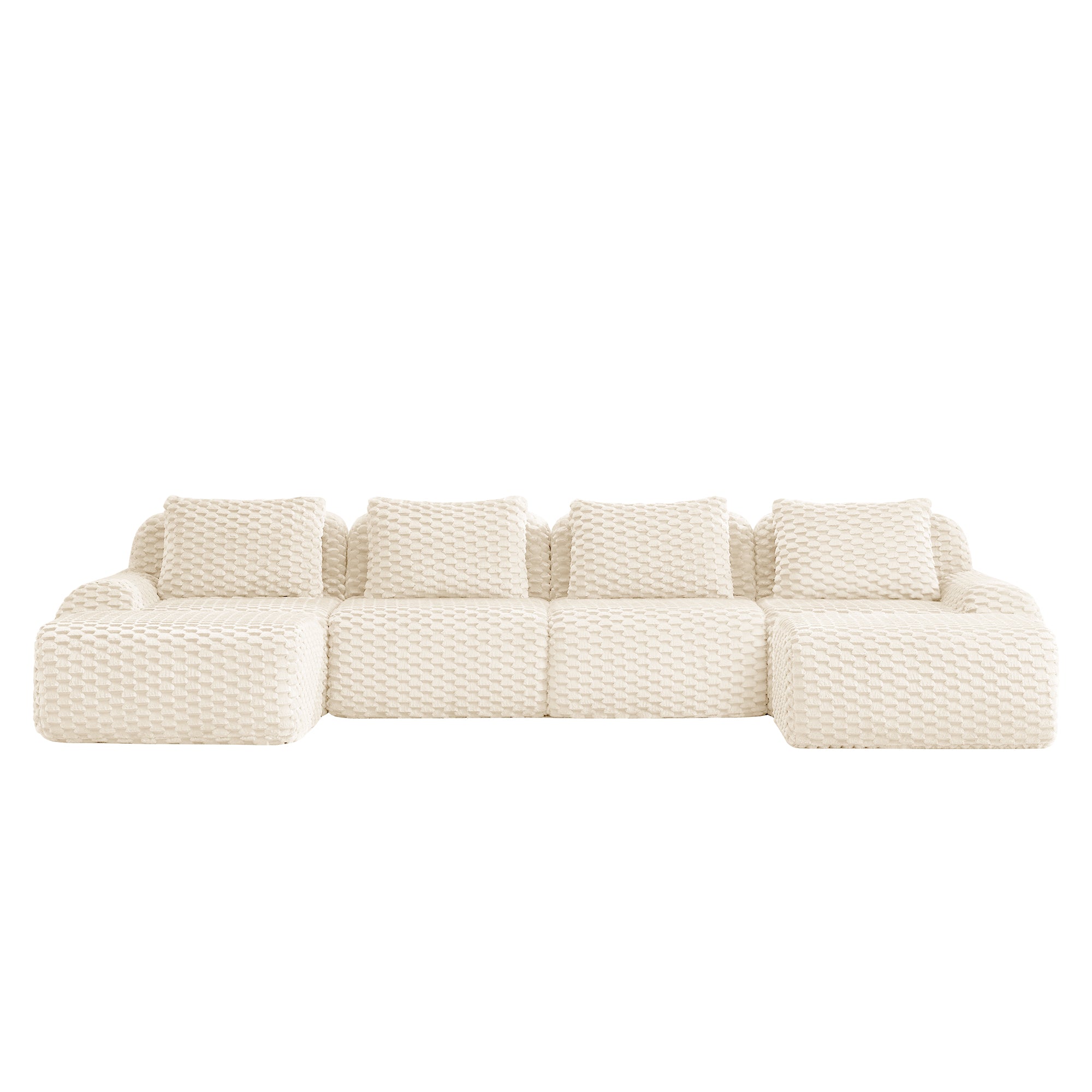Olathe 146" Modular Flannelette Fabric U-Shaped Sectional Sofa with Movable Ottomans