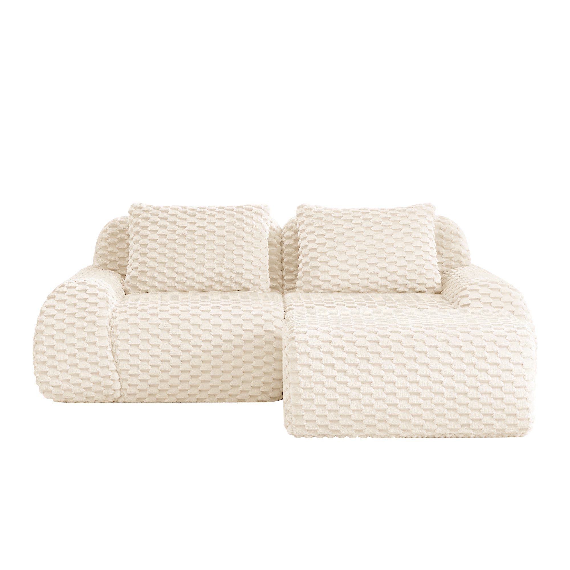 Olathe 82" Modular Flannelette Fabric L-Shaped Sectional Sofa with Movable Ottoman