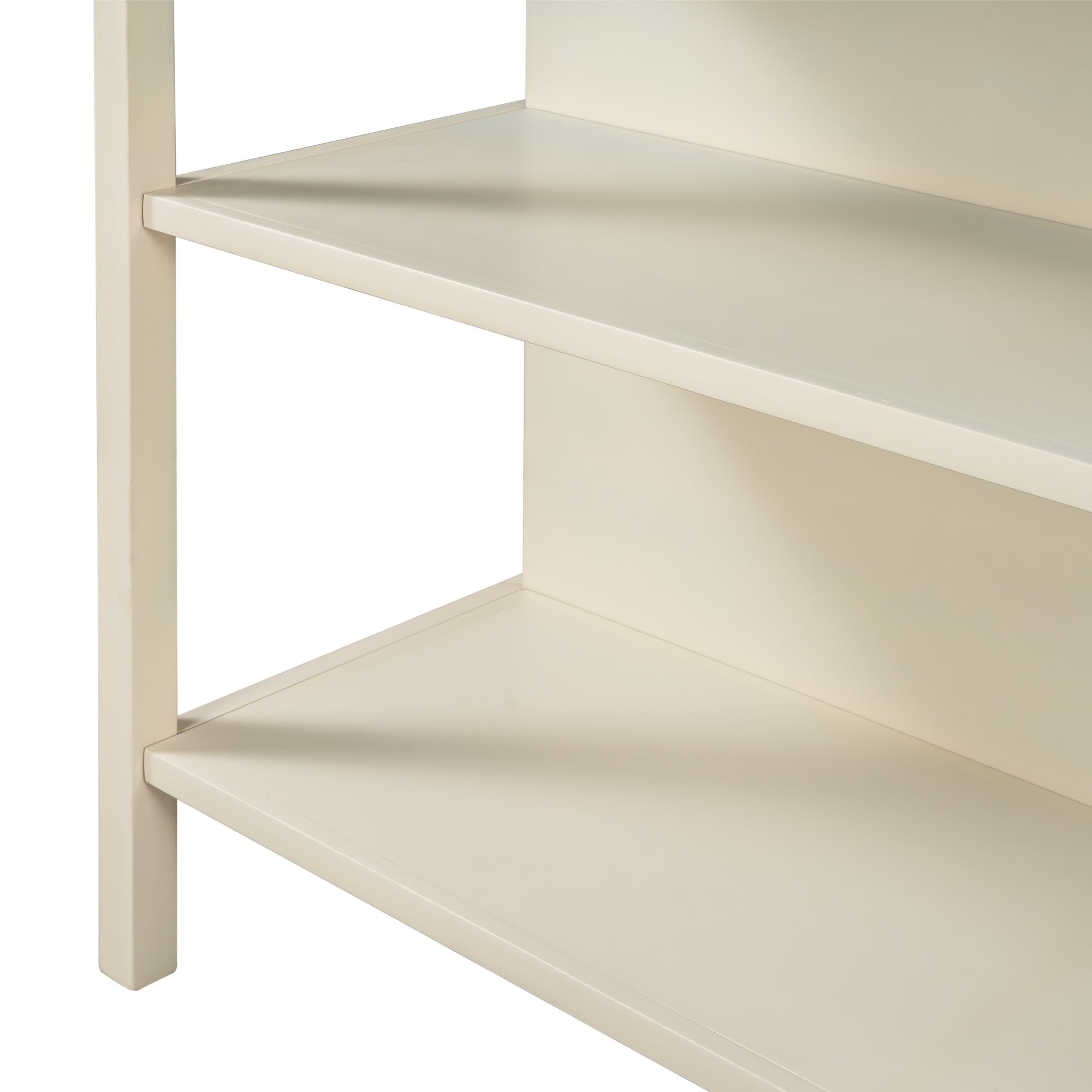 Solid Wood Rustic 45" Stationary Kitchen Island, Rubber Wood Butcher Block Dining Table Prep Table with 2 Open Shelves for Small Places