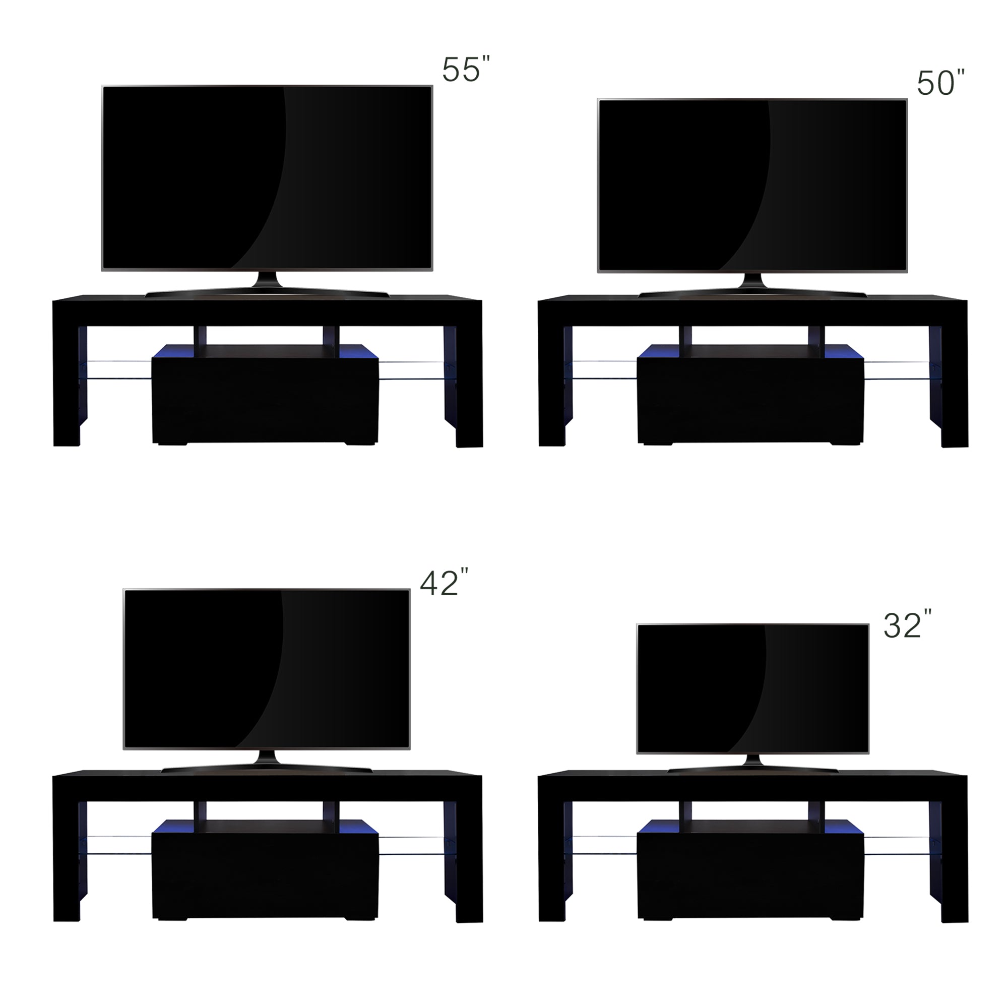 Vetra Modern LED RGB TV Stand for Gaming Consoles Black