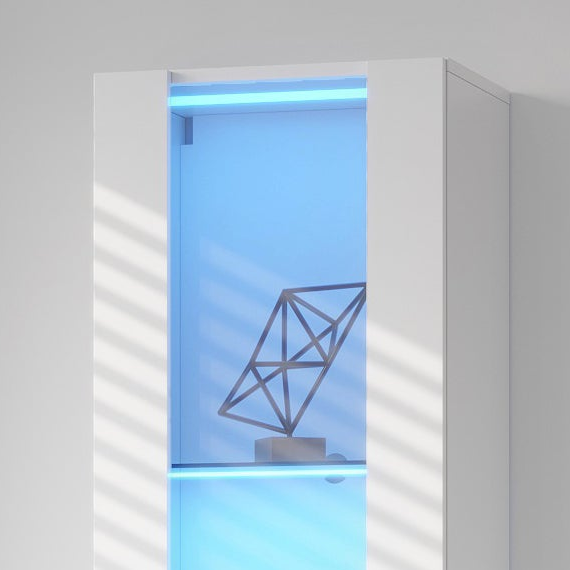 Livorno 67" Storage Cabinets with Translucent Doors and Strip Lamp