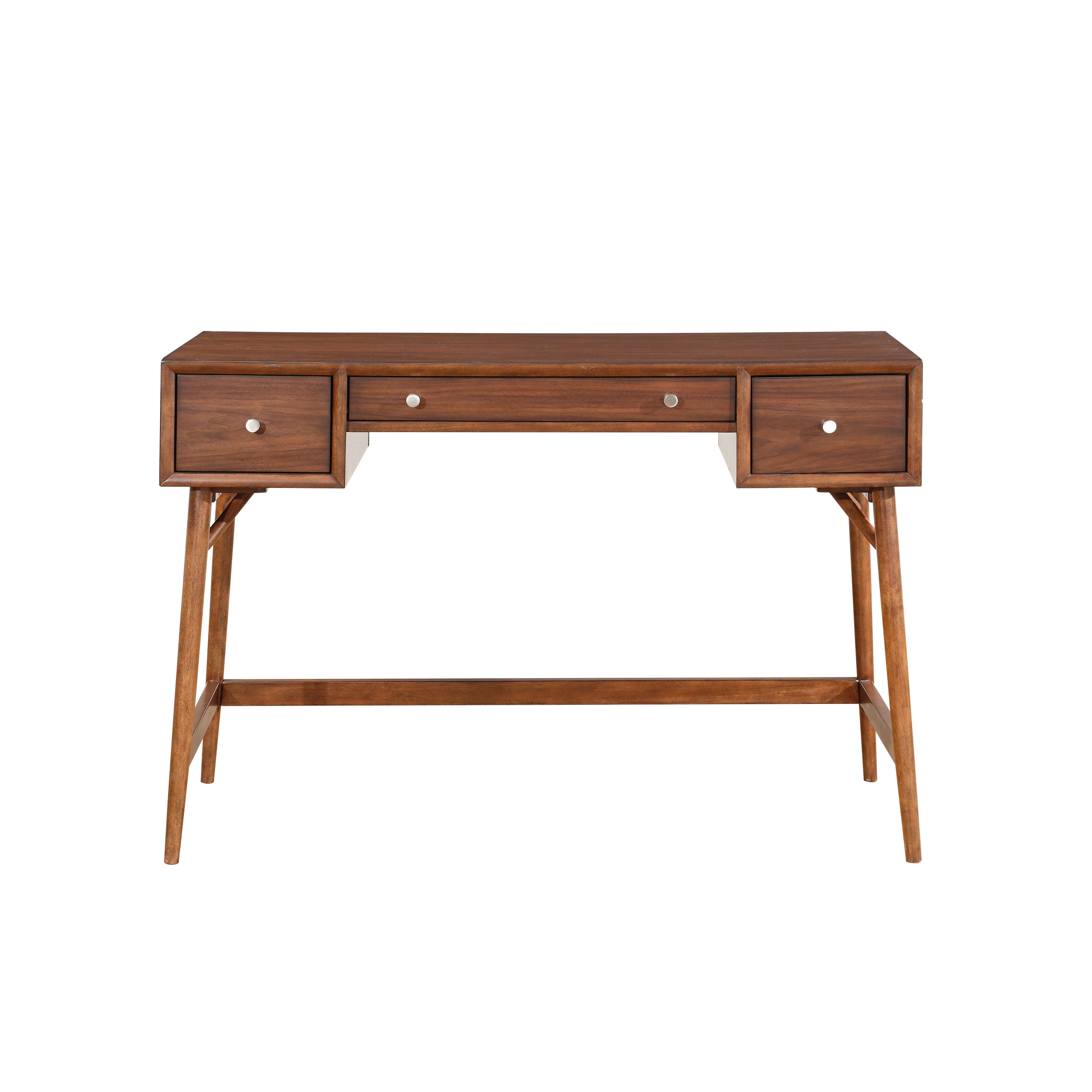 Modern Styling Counter Height Writing Desk Brown Finish Storage Drawers