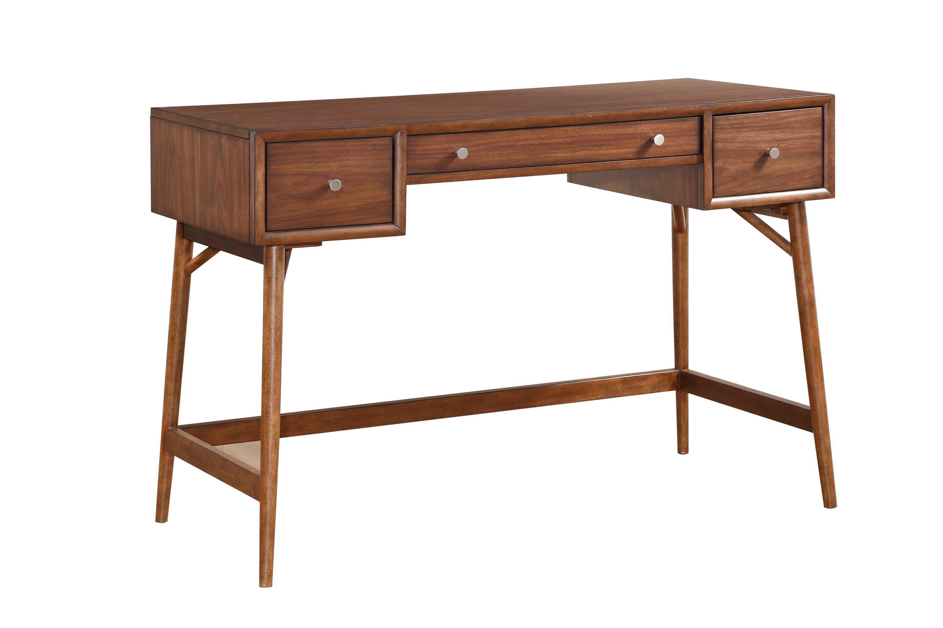 Modern Styling Counter Height Writing Desk Brown Finish Storage Drawers