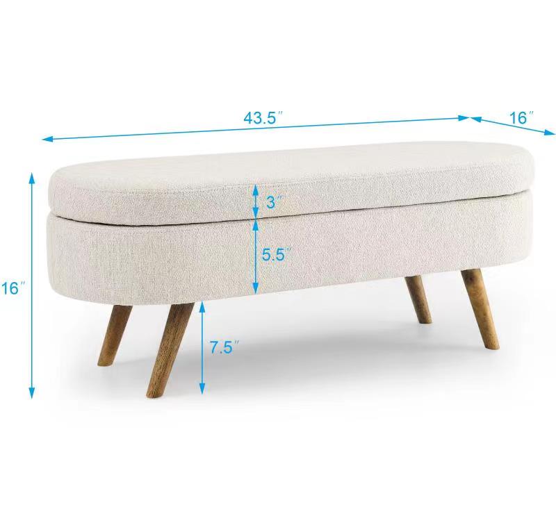 Evora Ottoman Storage Bench, Beige