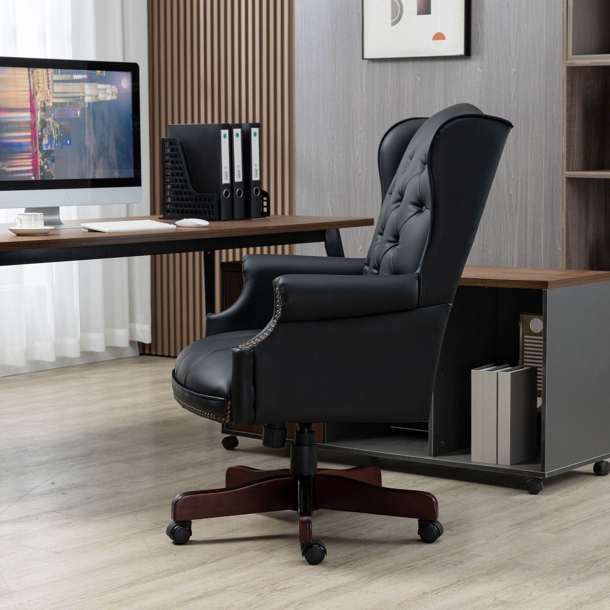 Orin Wingback Executive Office Chair with Tufted Leather