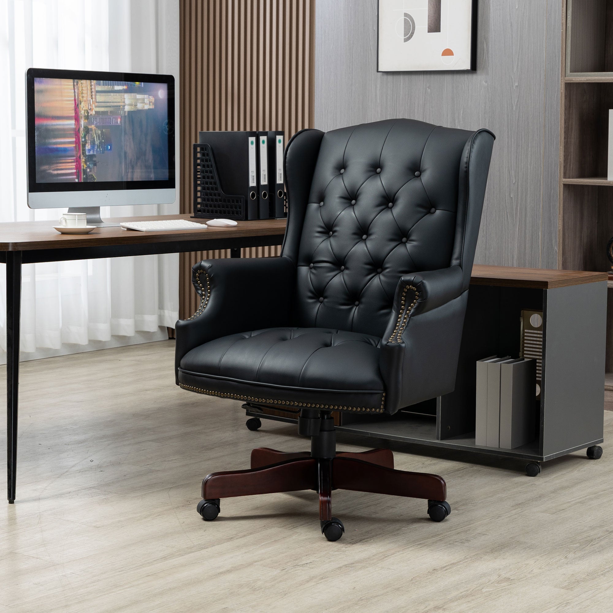 Orin Wingback Executive Office Chair with Tufted Leather