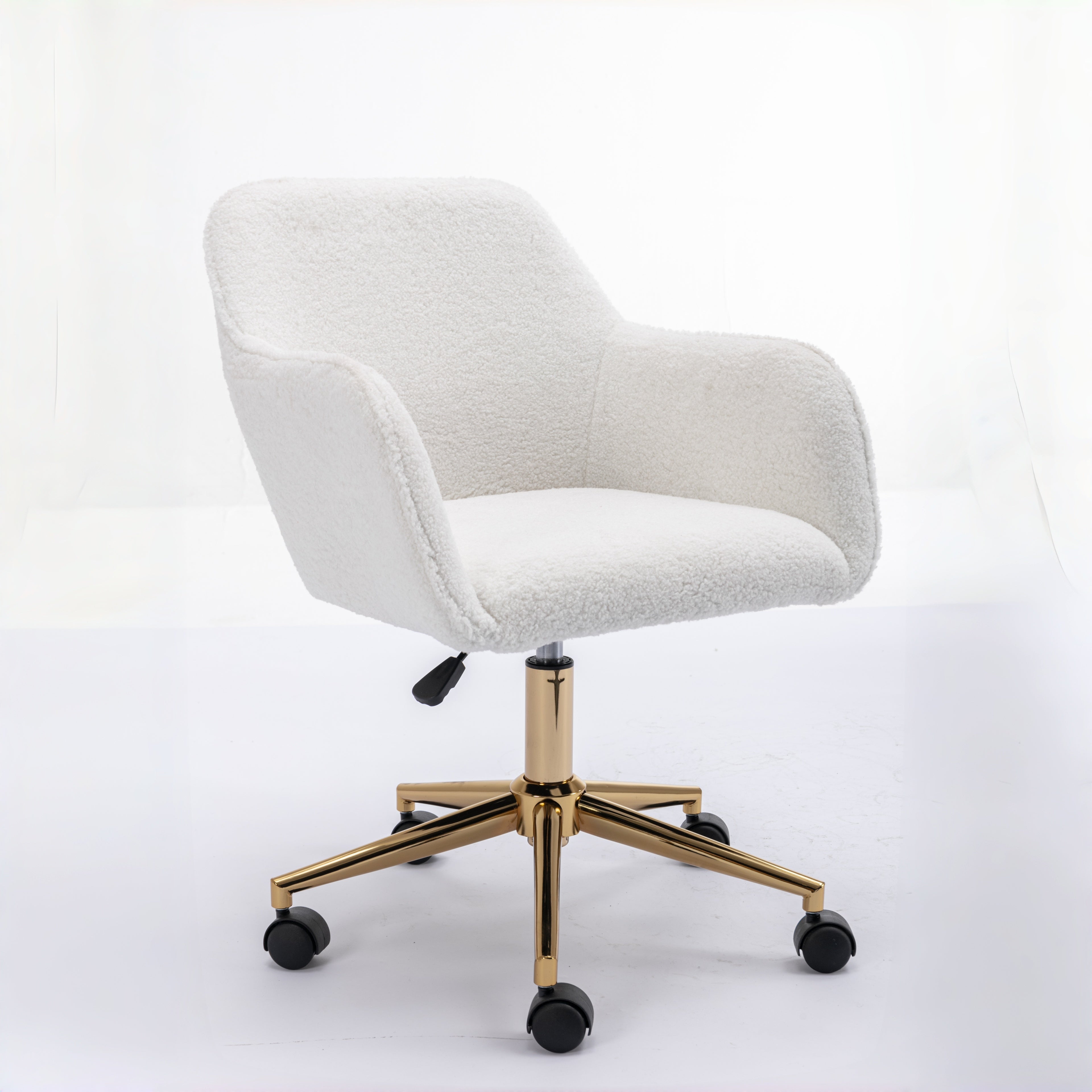 Leron Teddy Upholstered Swivel Office Chair with Gold Base