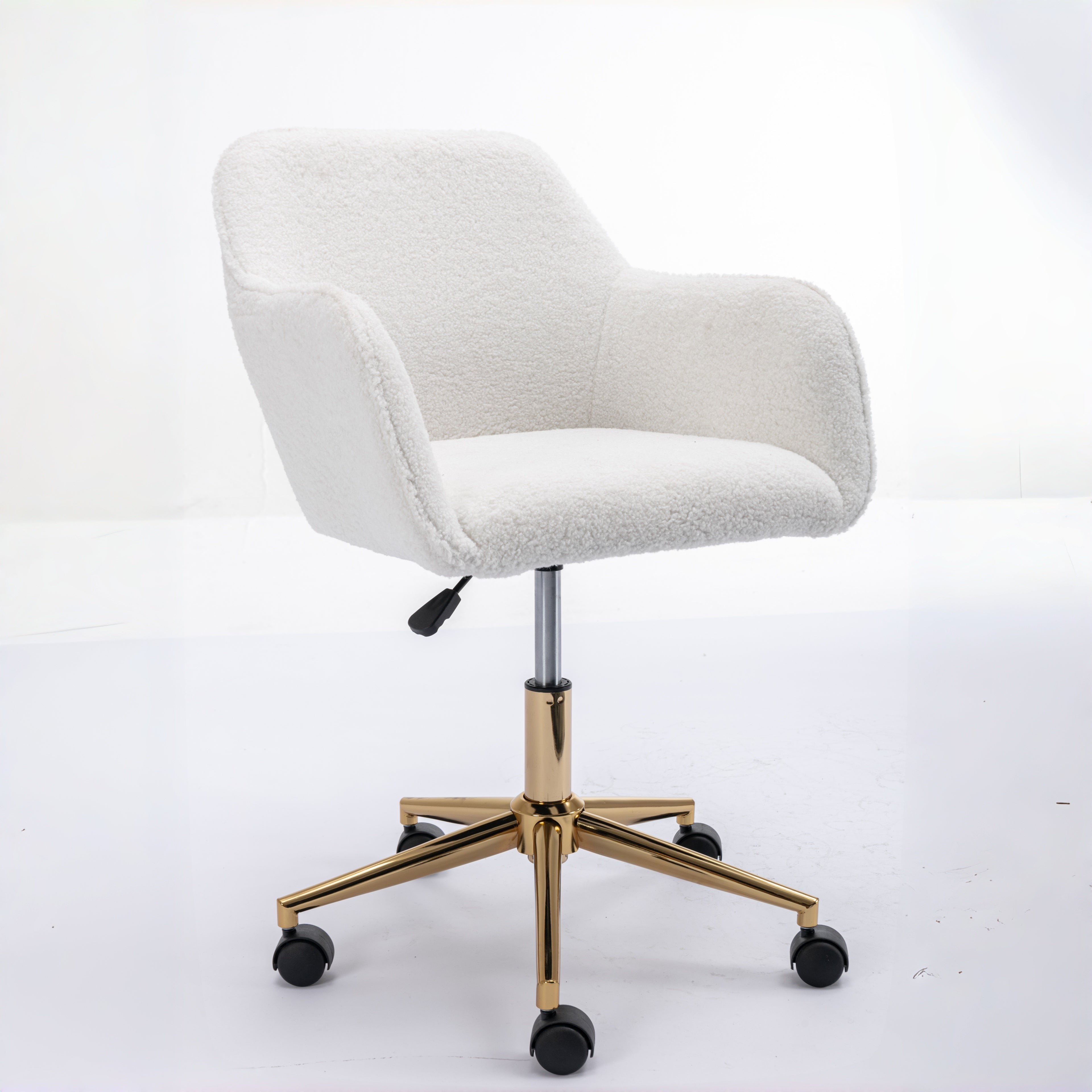 Leron Teddy Upholstered Swivel Office Chair with Gold Base