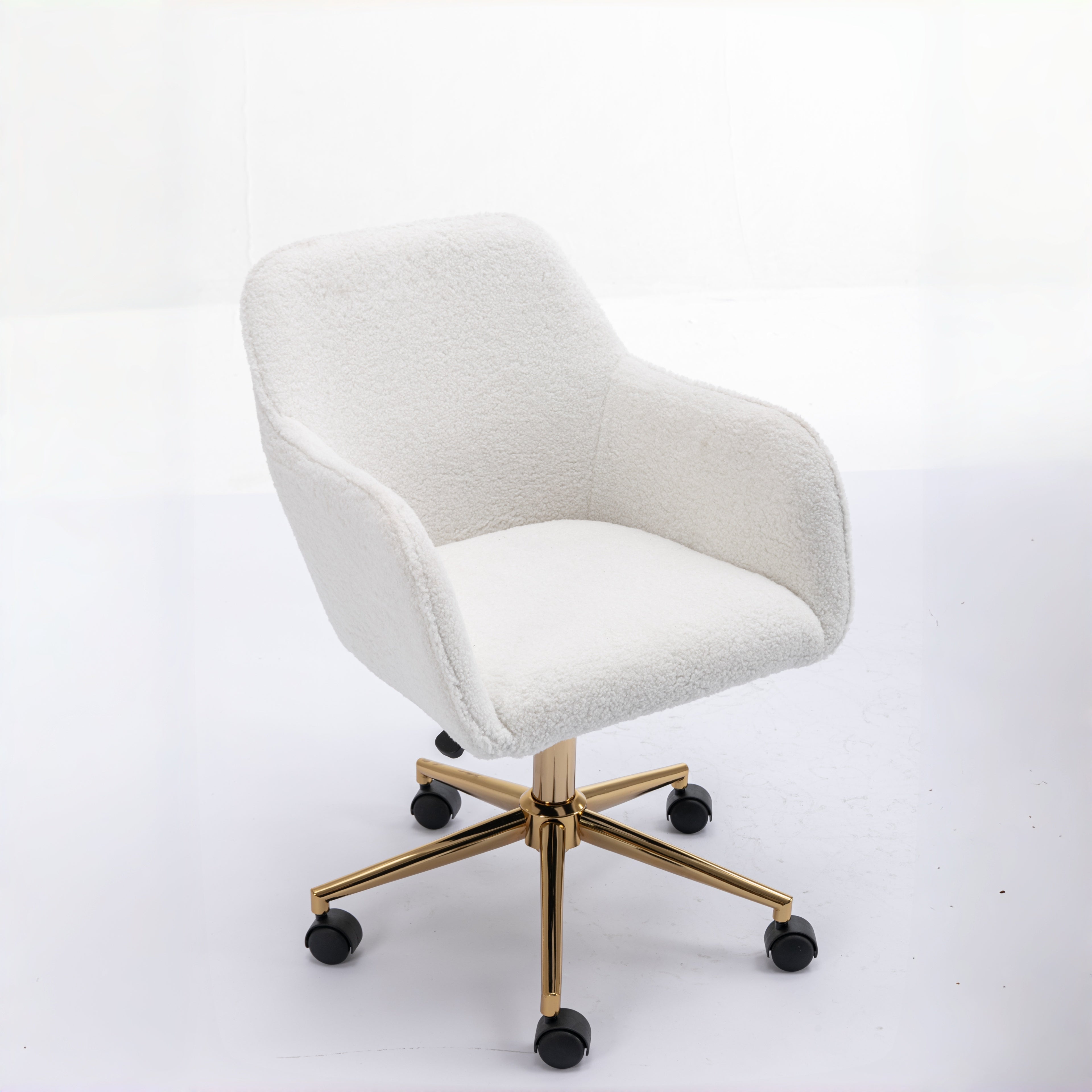 Leron Teddy Upholstered Swivel Office Chair with Gold Base