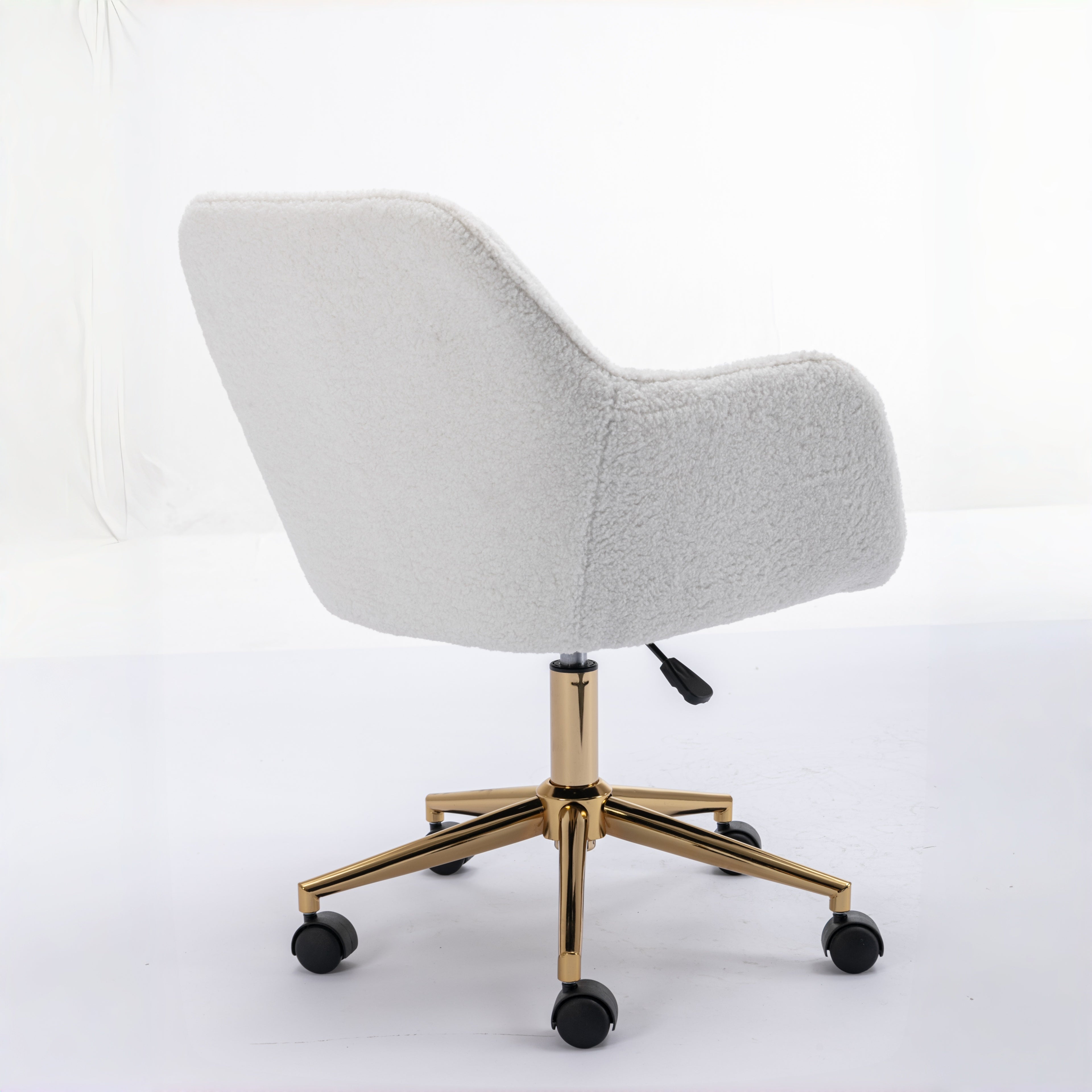 Leron Teddy Upholstered Swivel Office Chair with Gold Base