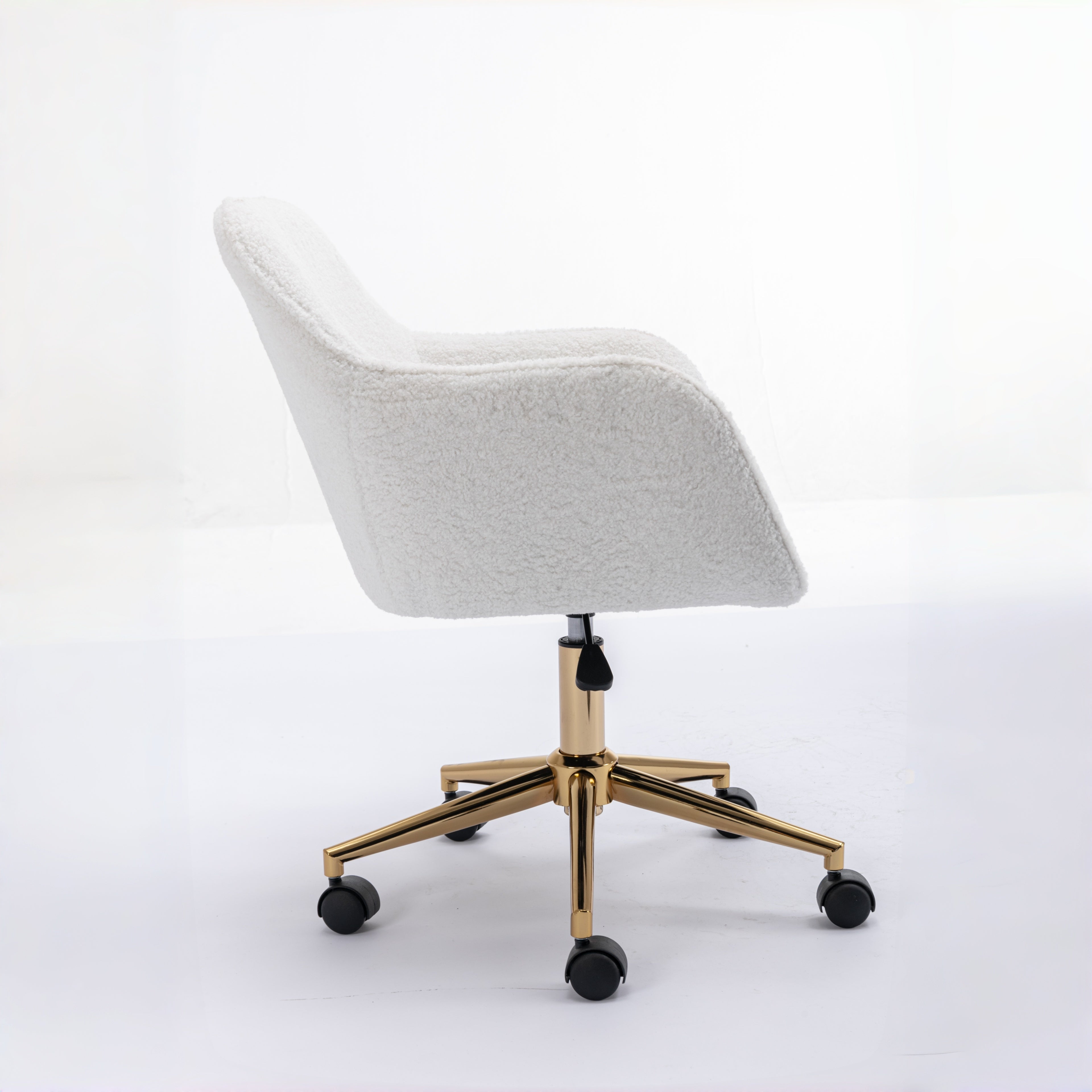 Leron Teddy Upholstered Swivel Office Chair with Gold Base