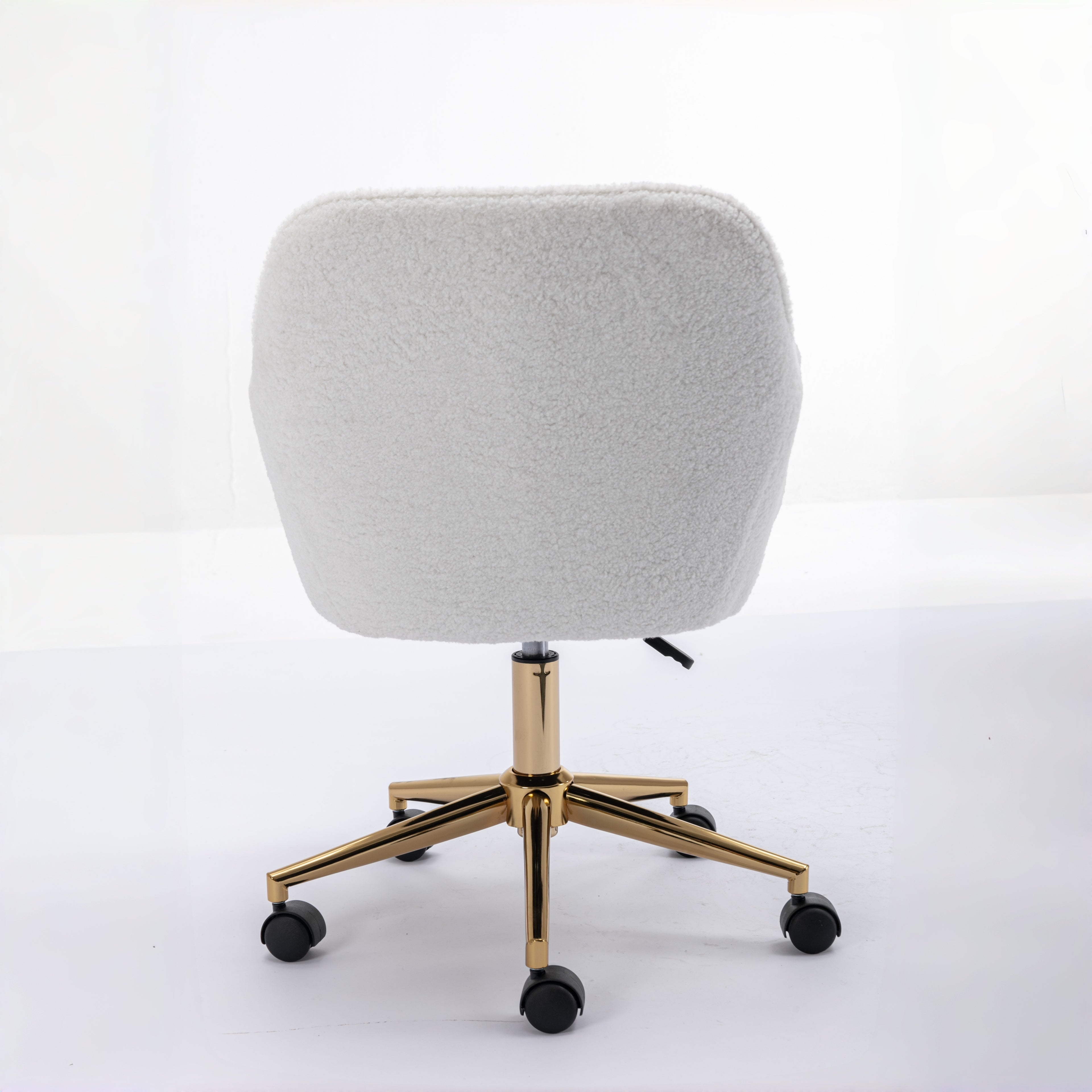 Leron Teddy Upholstered Swivel Office Chair with Gold Base