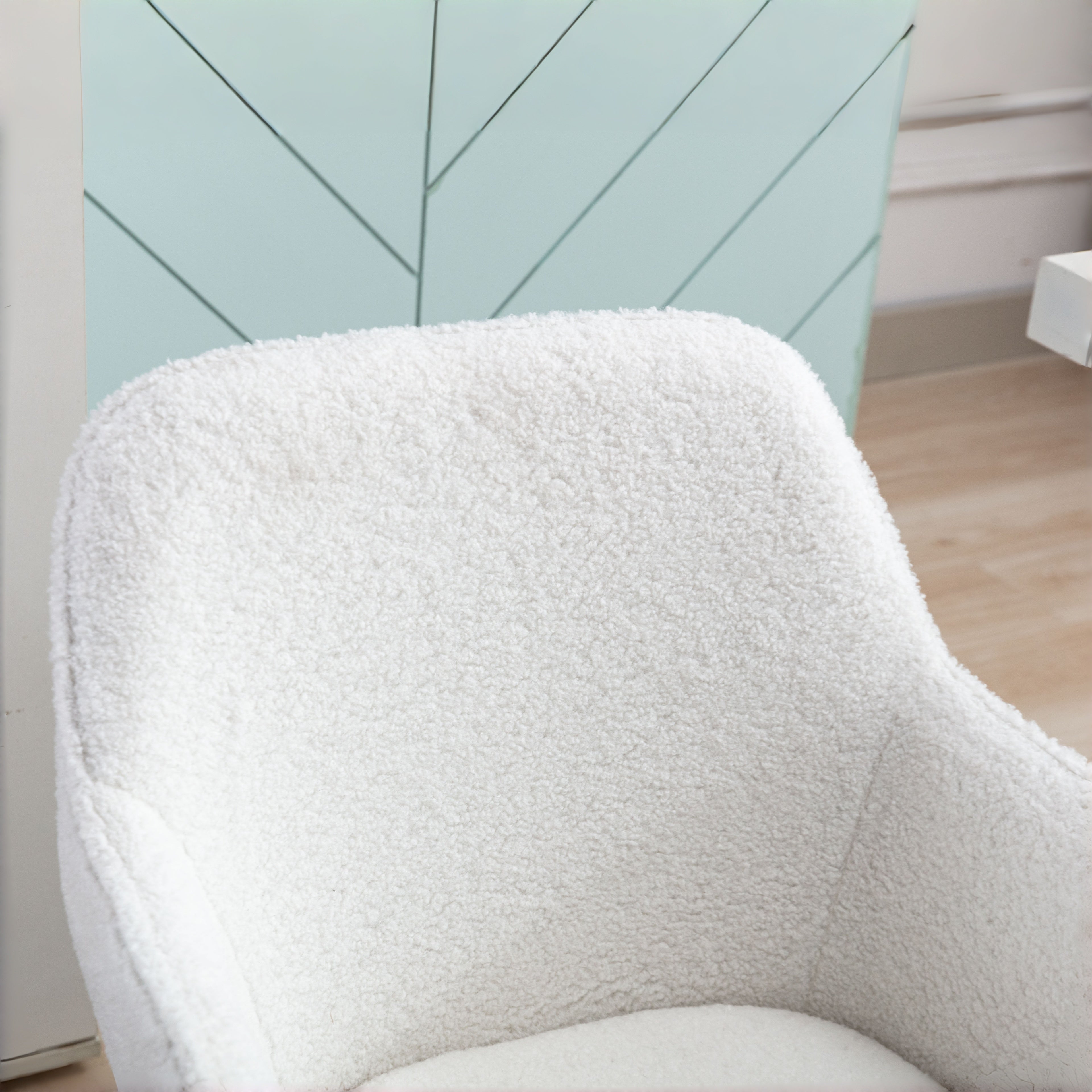 Leron Teddy Upholstered Swivel Office Chair with Gold Base
