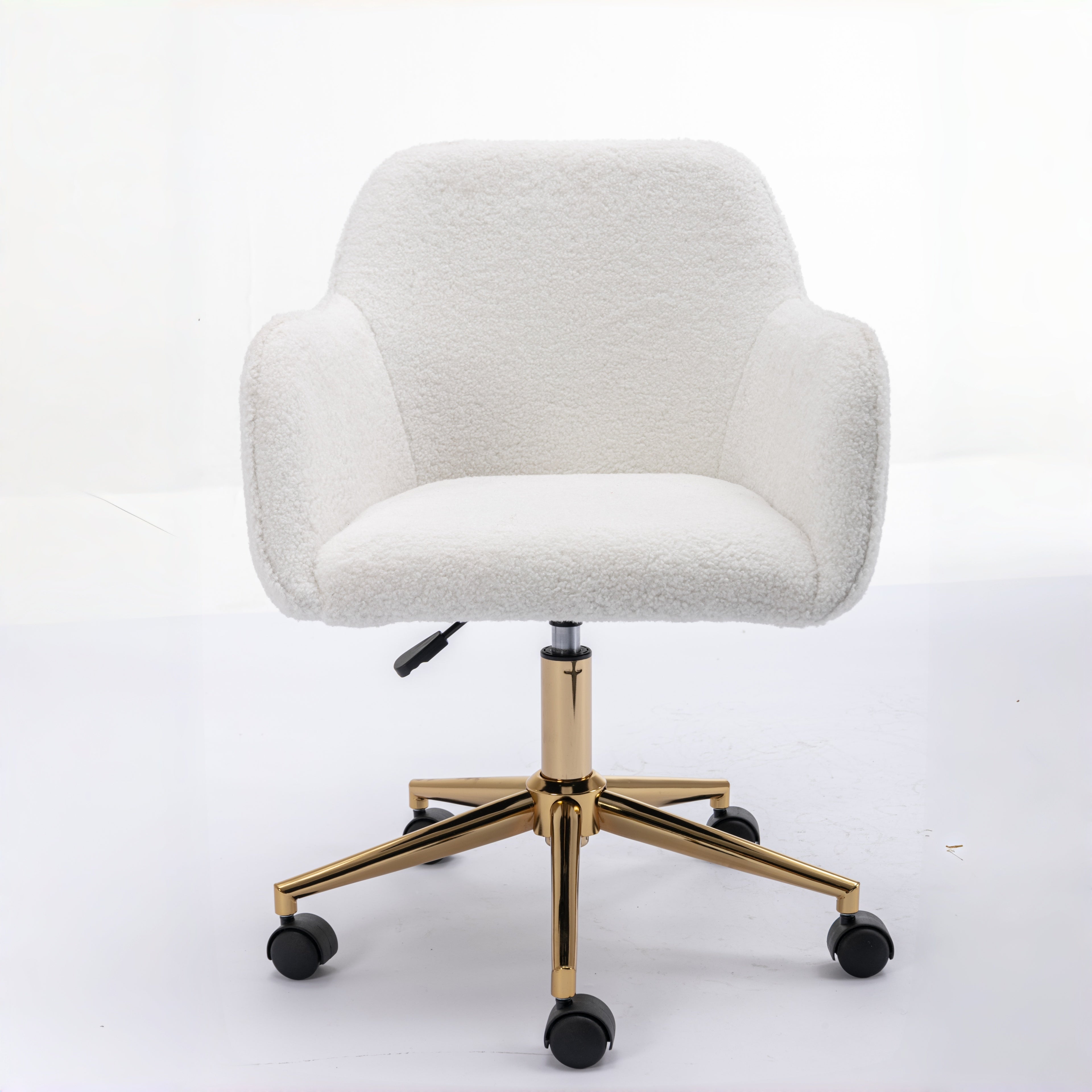 Leron Teddy Upholstered Swivel Office Chair with Gold Base