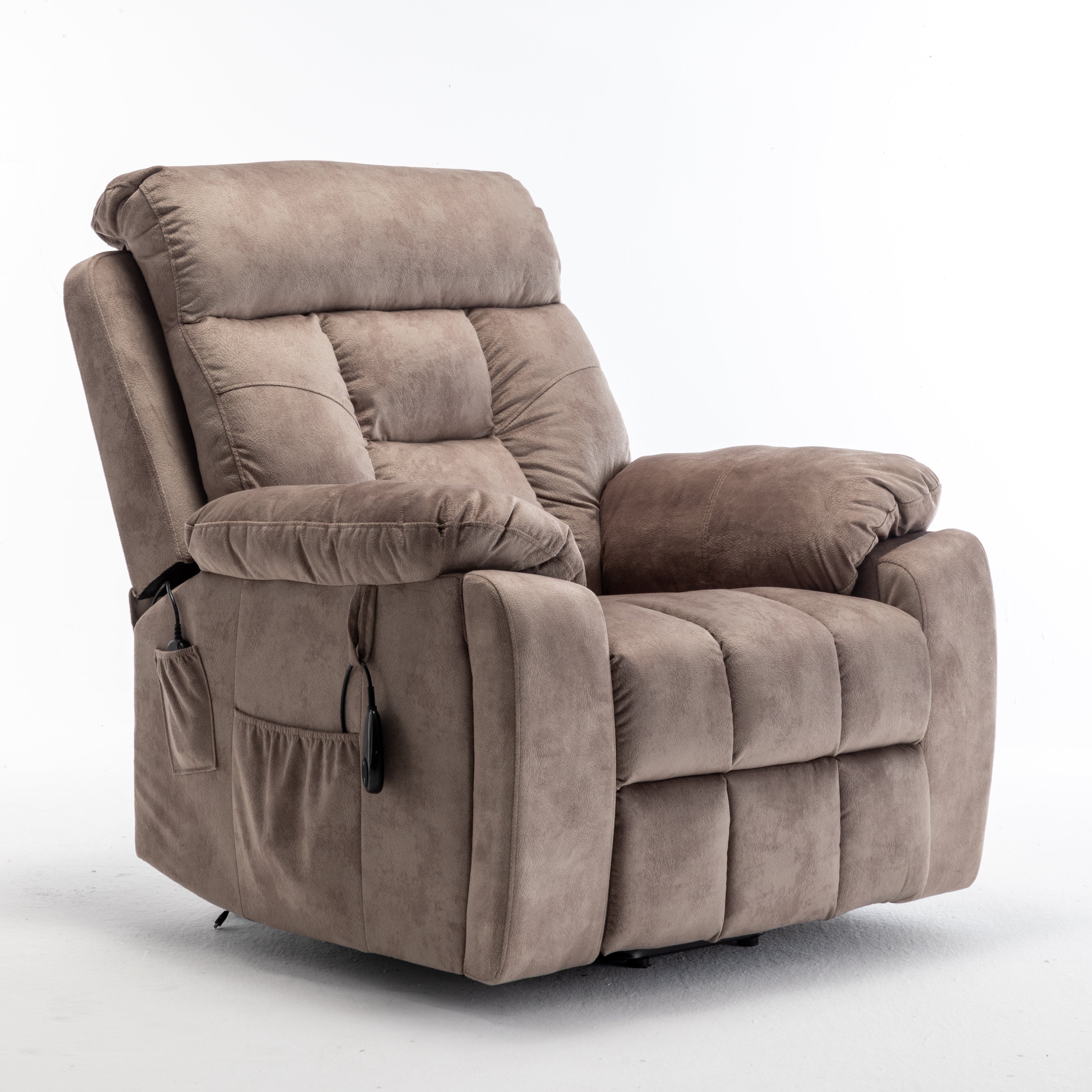 Vireo 41" Oversized Velvet Power Lift Recliner Chair with Massage, Heat and Cup Holder